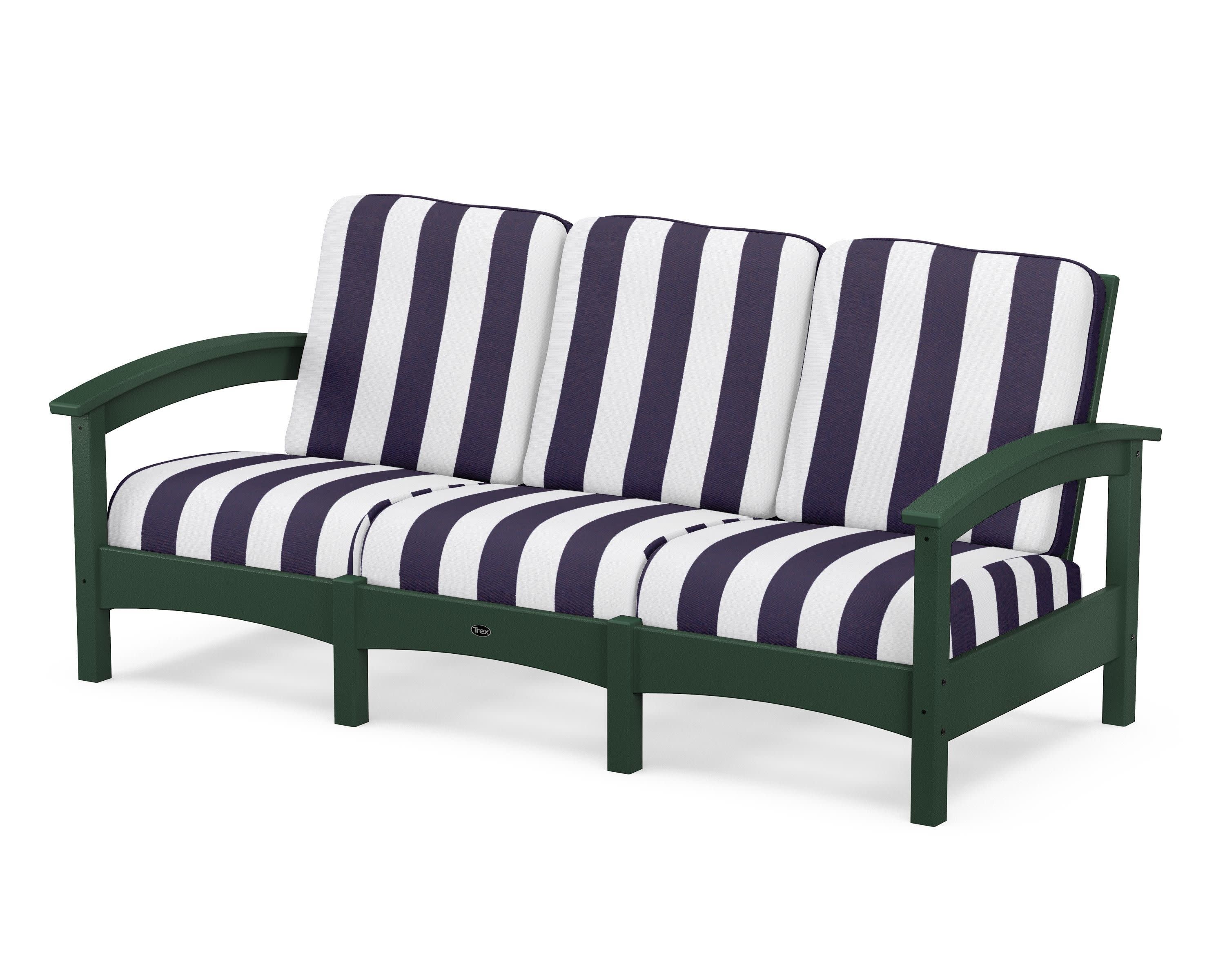 Rockport Club Sofa in Rainforest Canopy / Cabana Stripe Navy