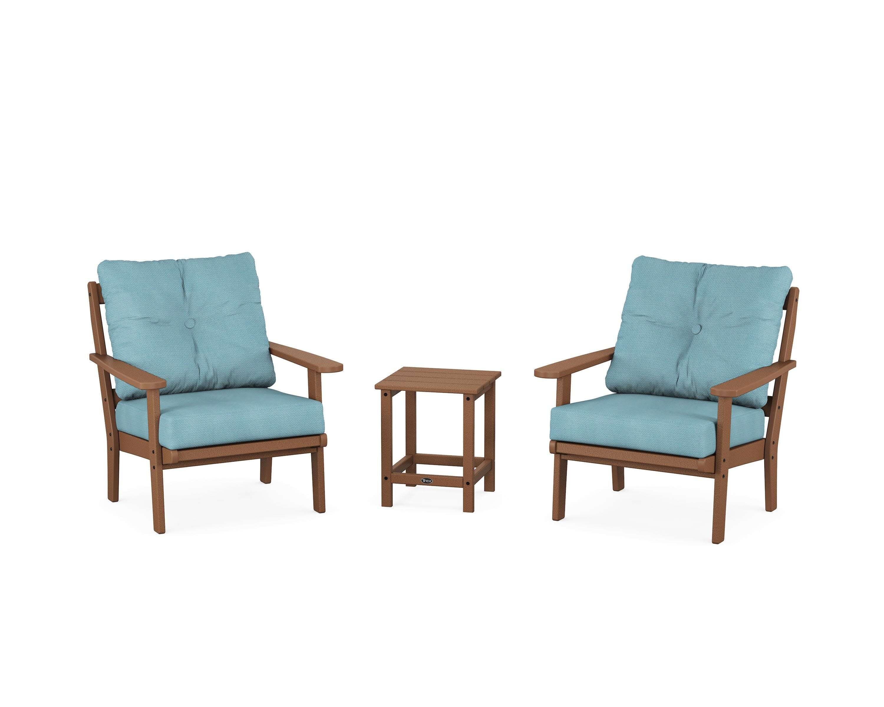 Cape Cod 3-Piece Deep Seating Set in Tree House / Lattice Sky Blue