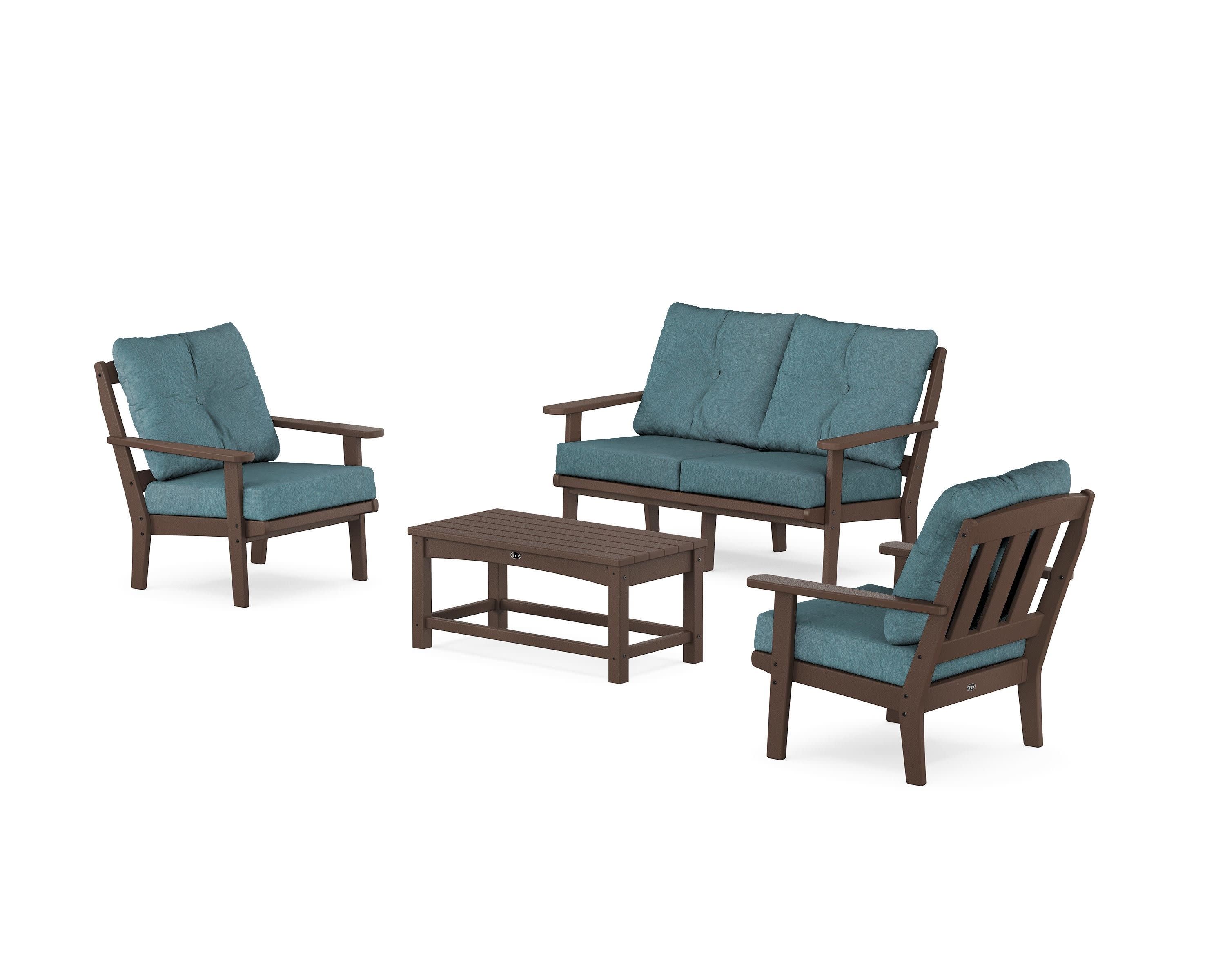 Cape Cod 4-Piece Deep Seating Set with Loveseat in Vintage Lantern / Ocean Teal
