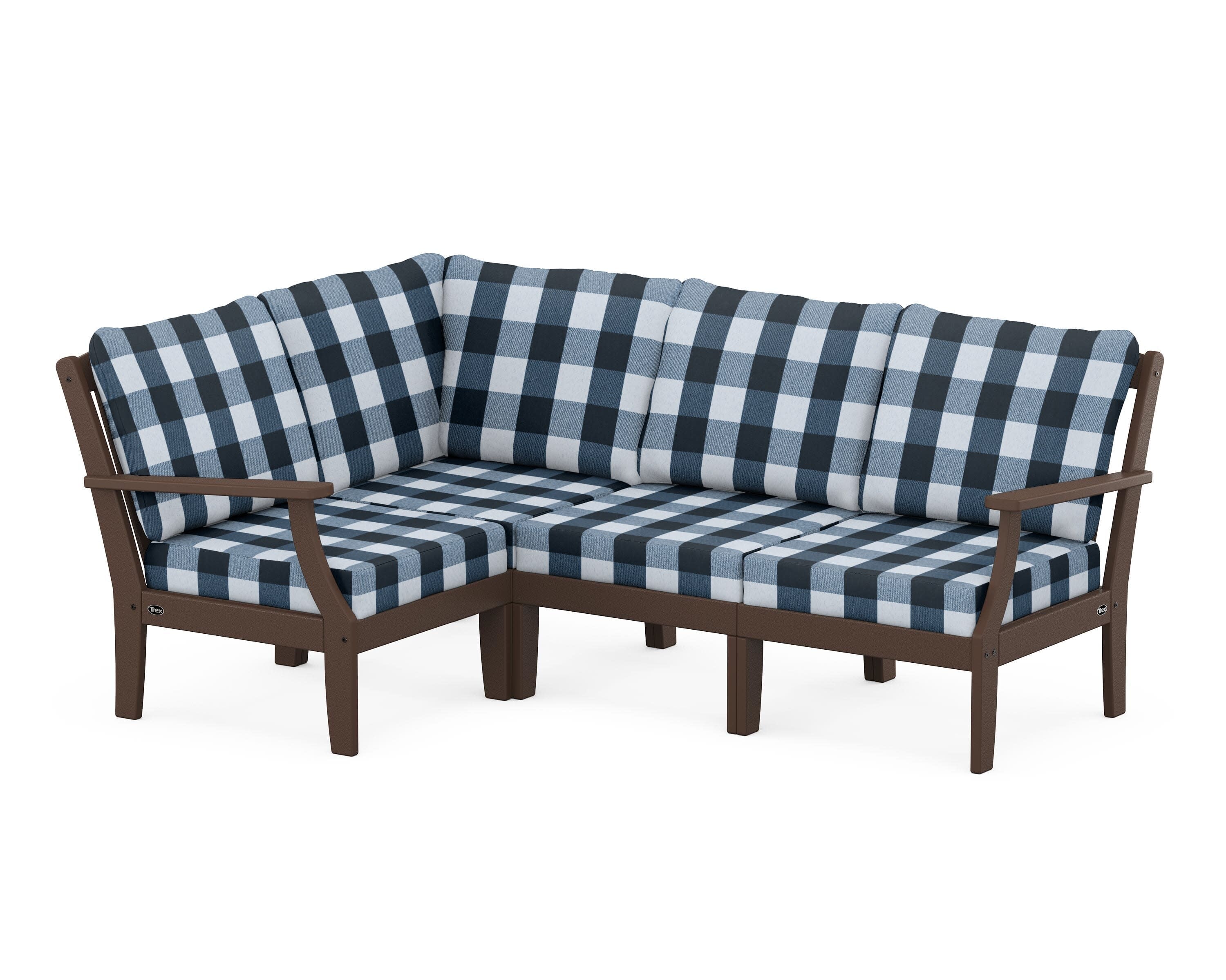 Yacht Club Modular 4-Piece Deep Seating Set in Vintage Lantern / Buffalo Plaid Marine Indigo