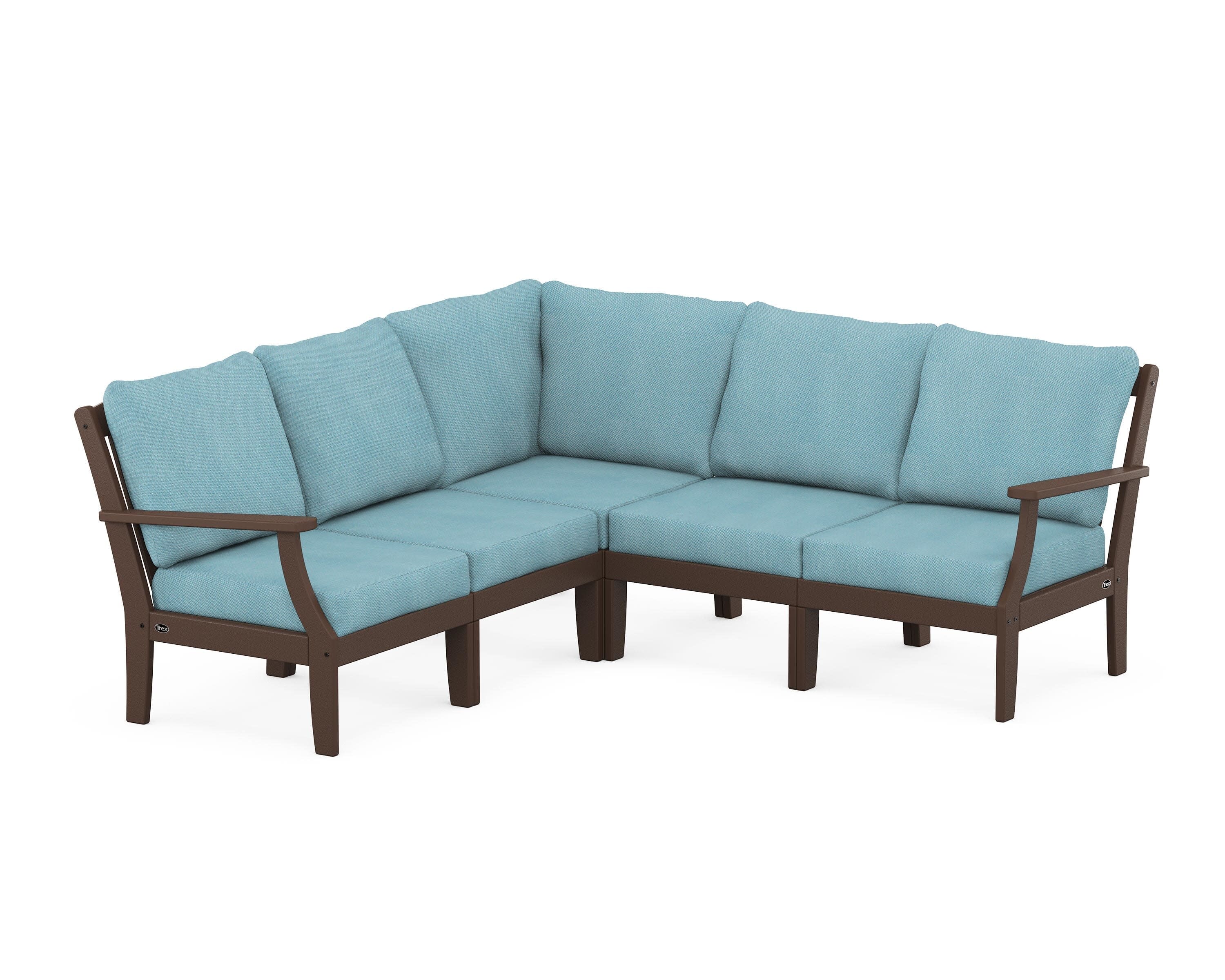 Yacht Club Modular 5-Piece Deep Seating Set in Vintage Lantern / Lattice Sky Blue