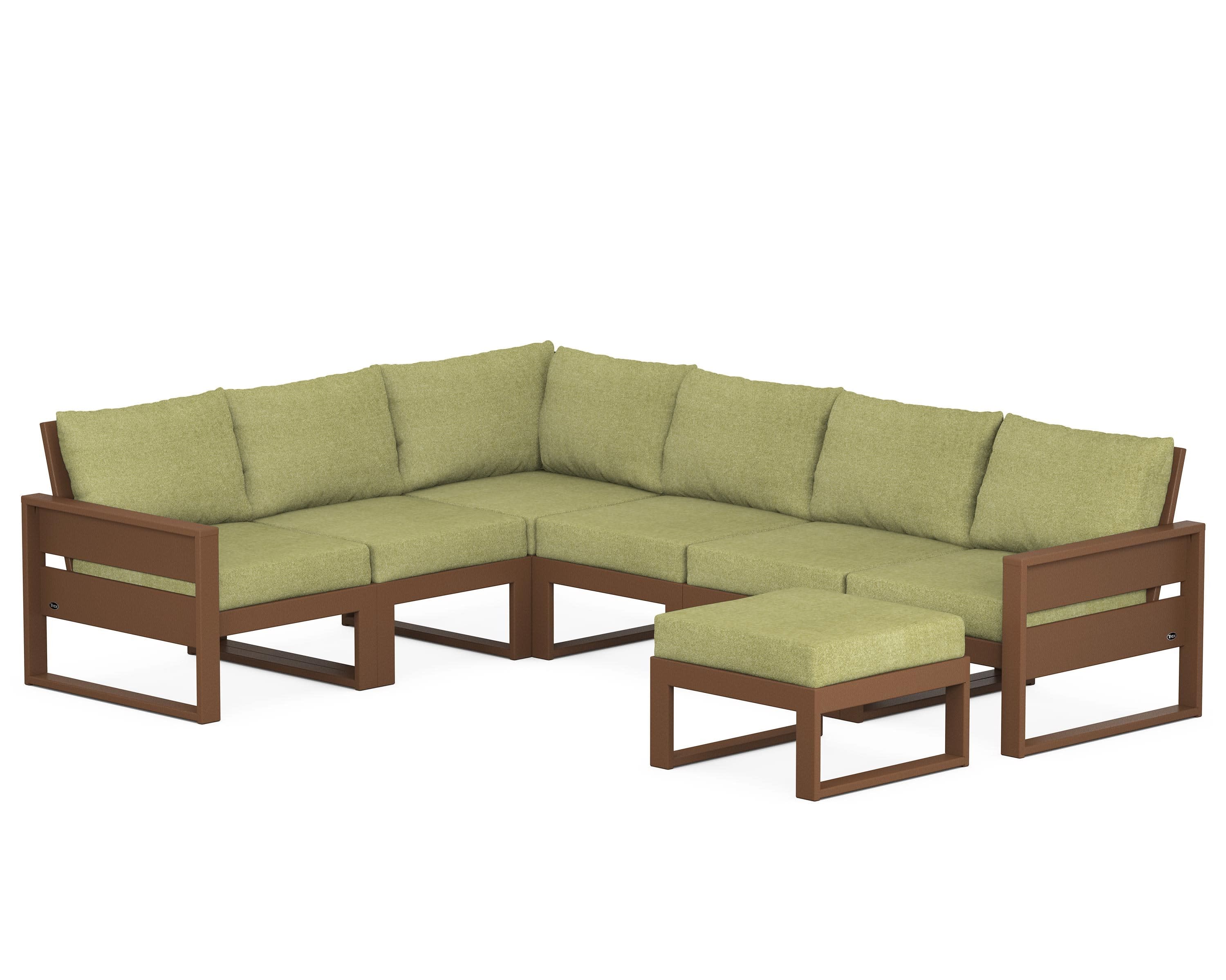 Eastport 6-Piece Sectional with Ottoman in Tree House / Chartreuse Boucle