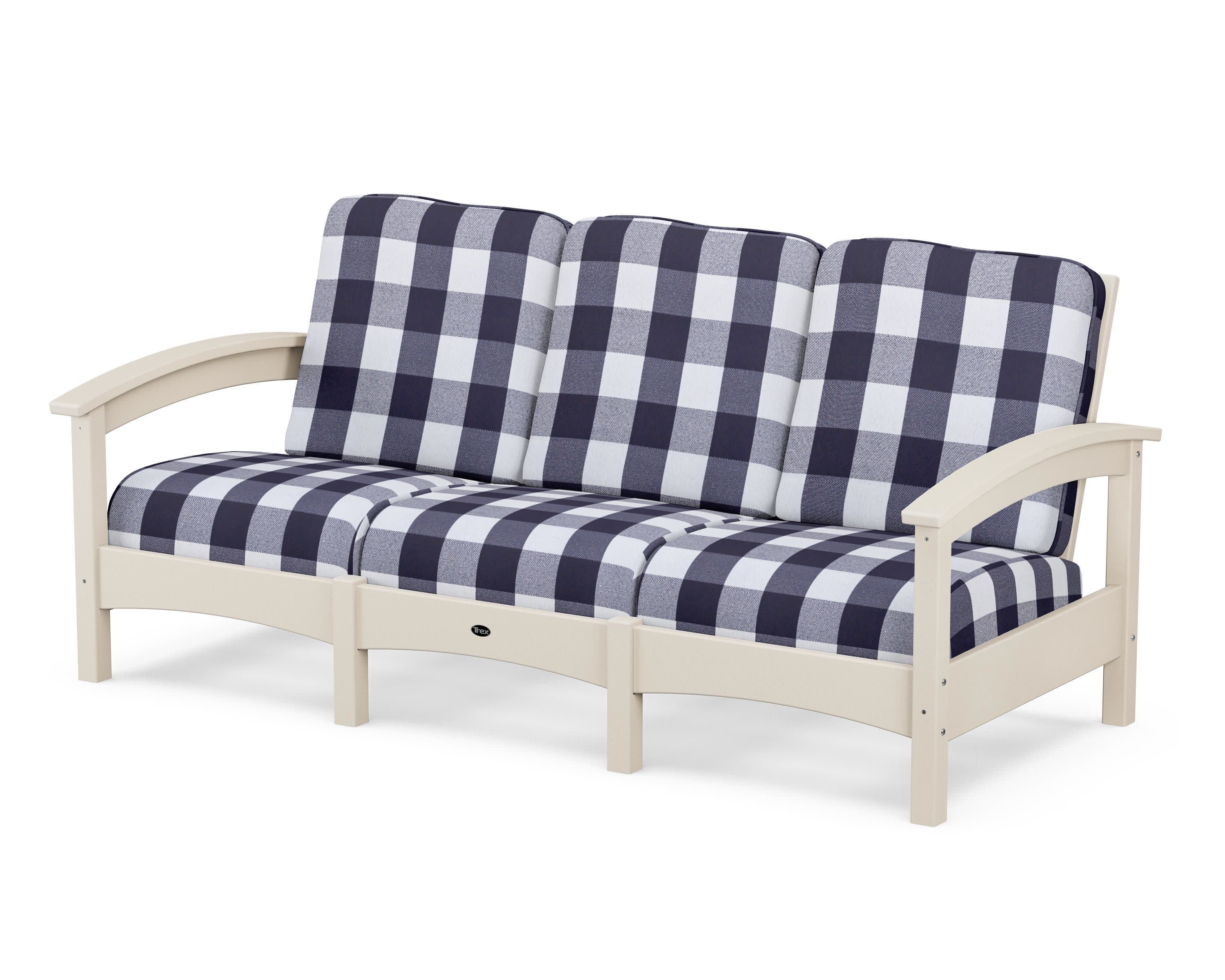 Rockport Club Sofa in Sand Castle / Buffalo Plaid Navy