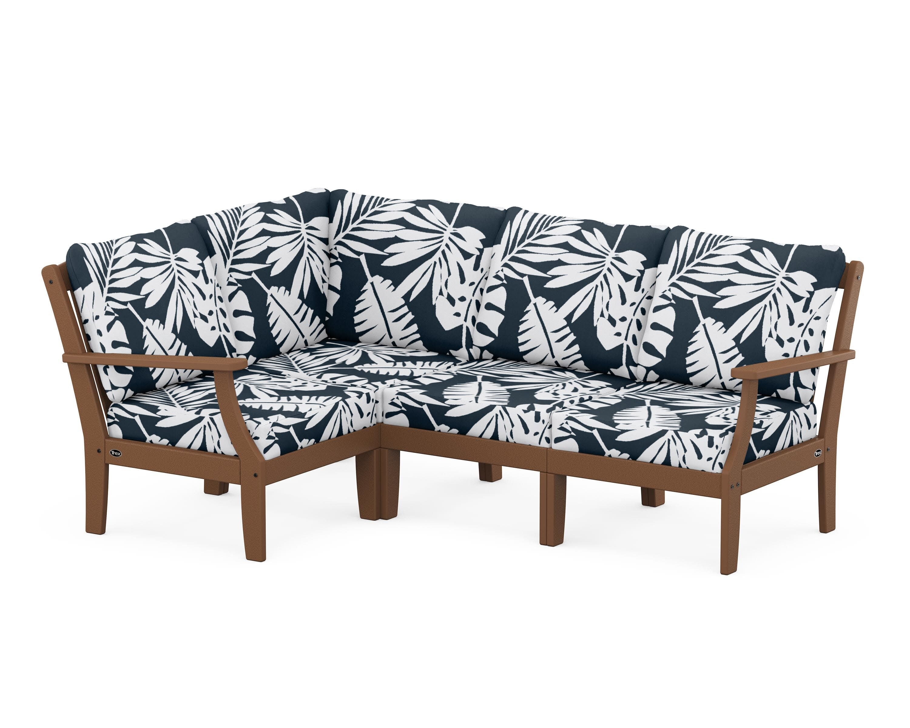 Yacht Club Modular 4-Piece Deep Seating Set in Tree House / Leaf Marine Indigo