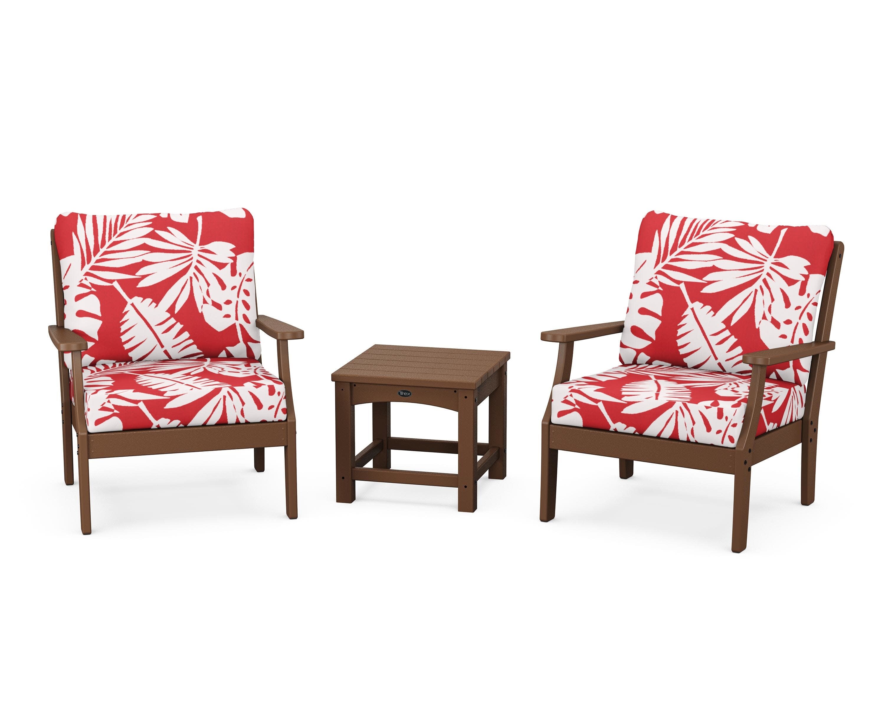 Yacht Club 3-Piece Deep Seating Set in Tree House / Leaf Crimson