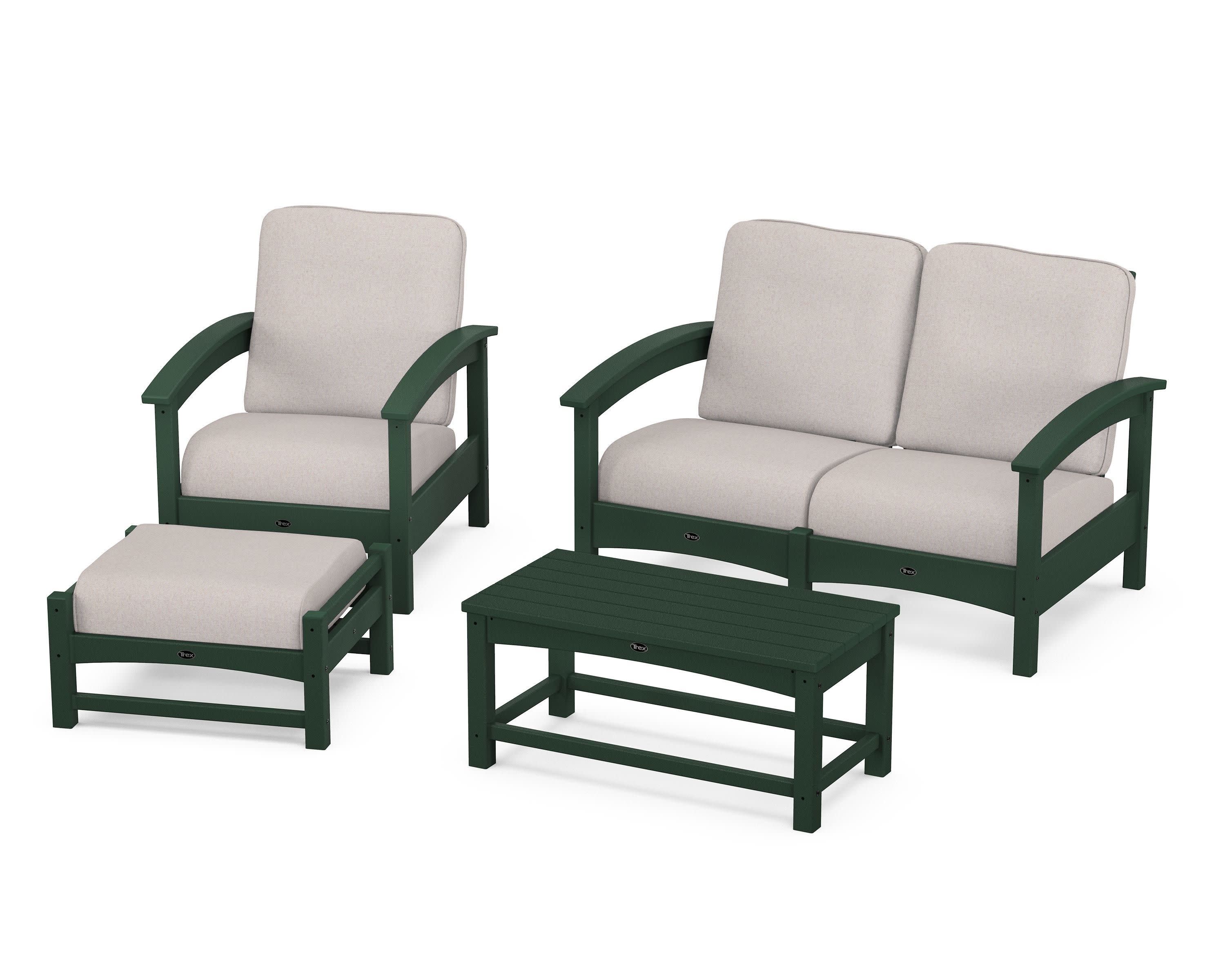 Rockport 4-Piece Deep Seating Conversation Group in Rainforest Canopy / Dune Burlap
