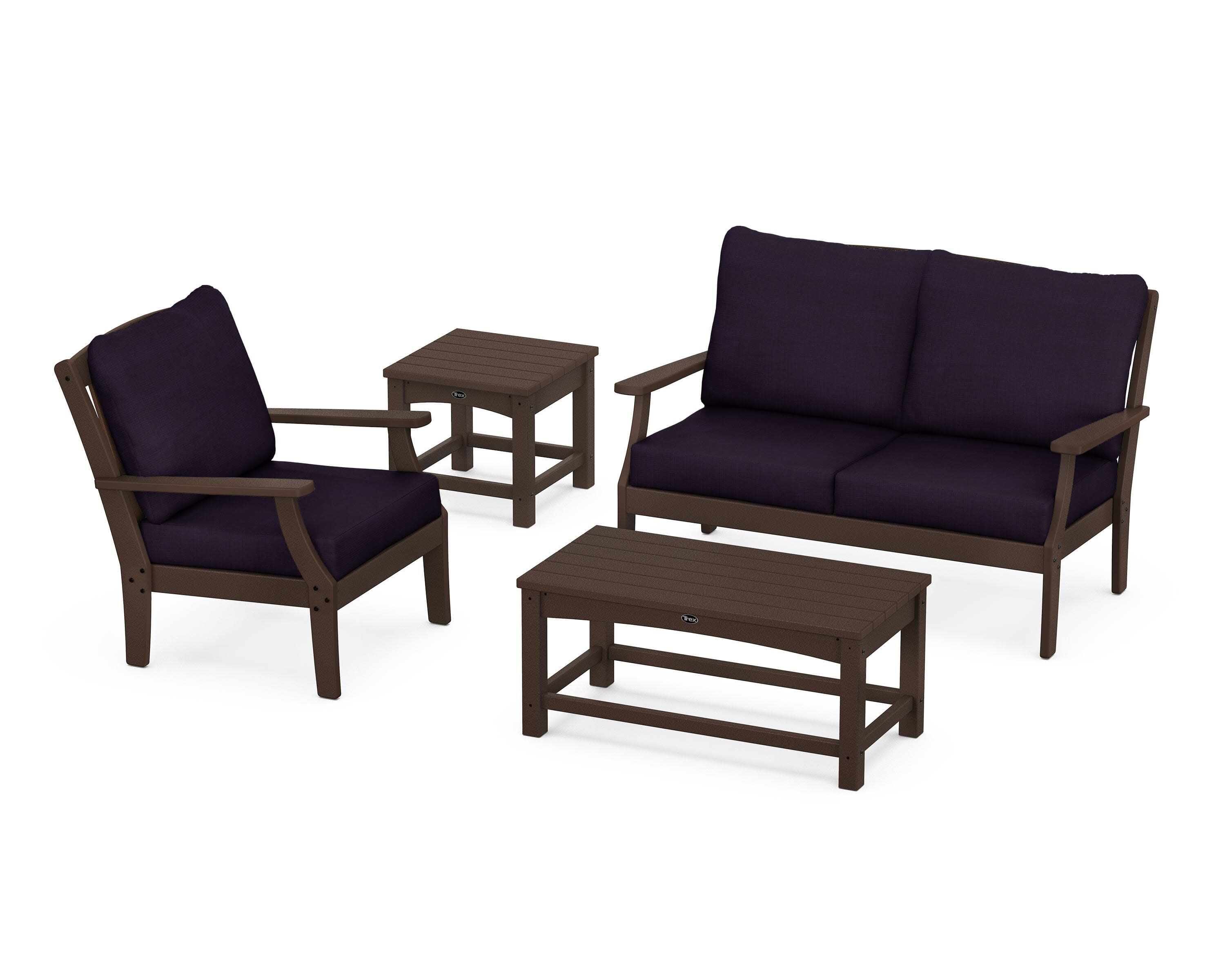 Yacht Club 4-Piece Deep Seating Set in Vintage Lantern / Navy Linen