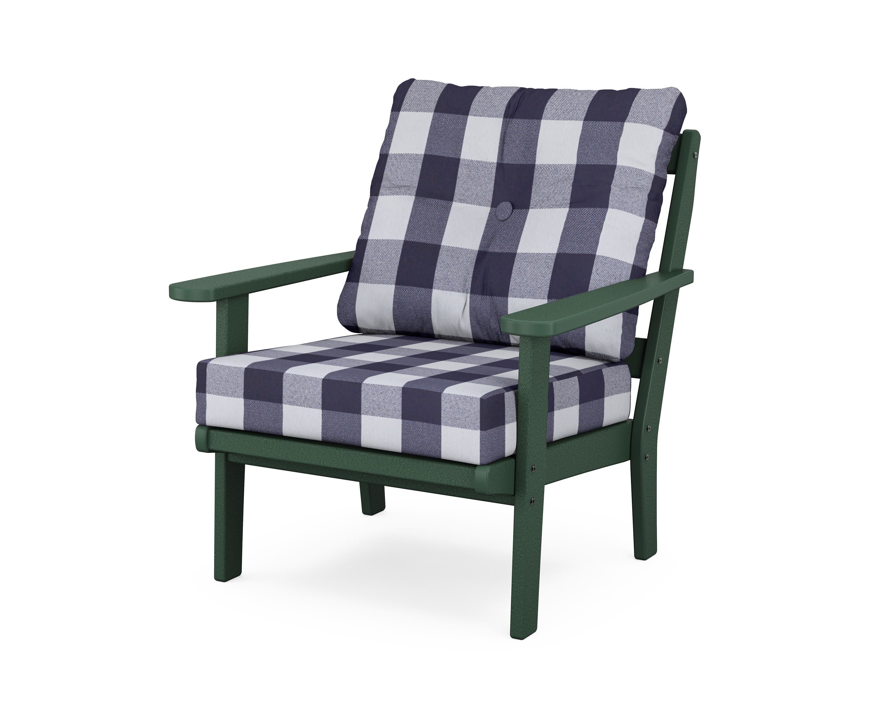 Cape Cod Deep Seating Chair in Rainforest Canopy / Buffalo Plaid Navy