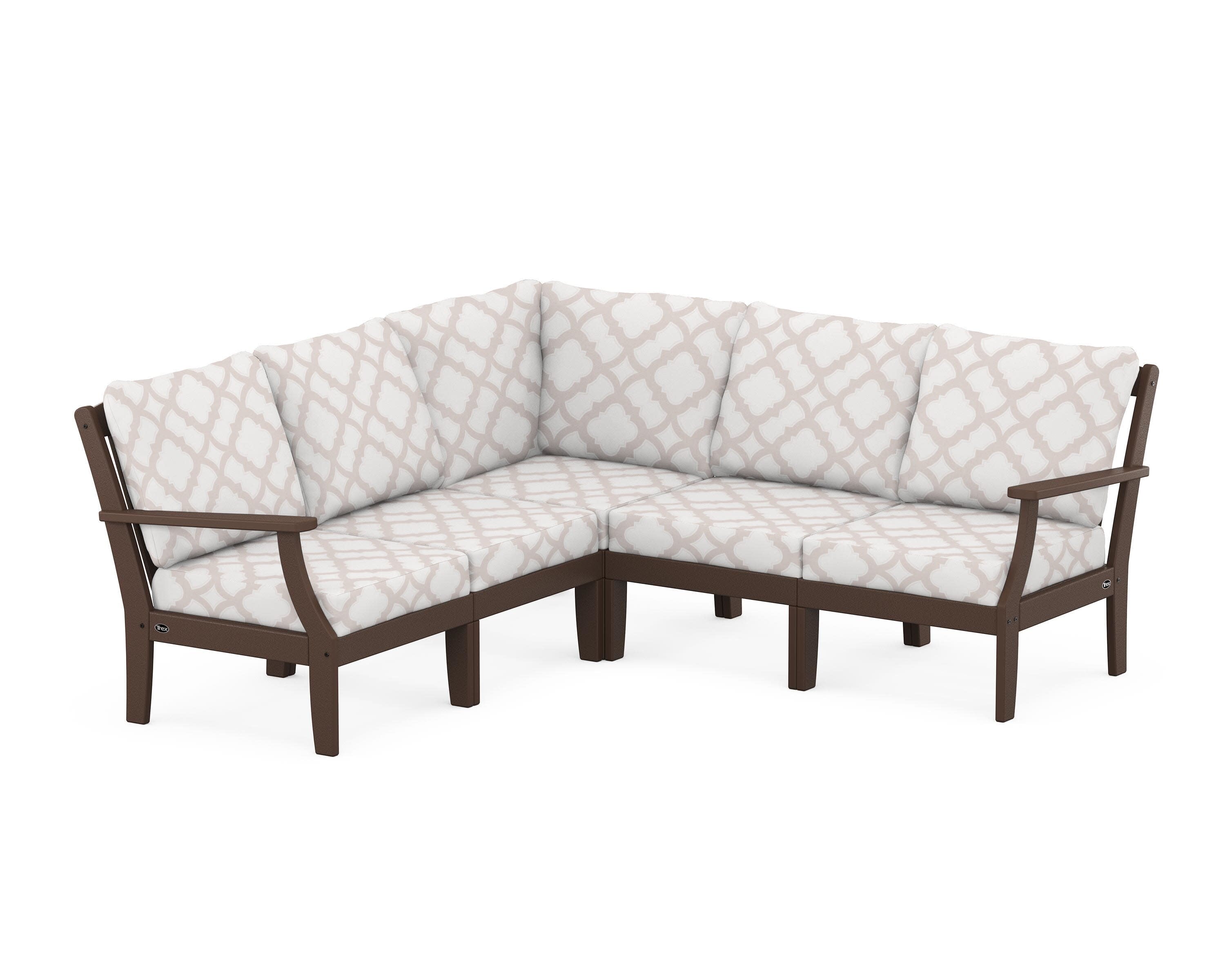 Yacht Club Modular 5-Piece Deep Seating Set in Vintage Lantern / Trellis Dune Burlap
