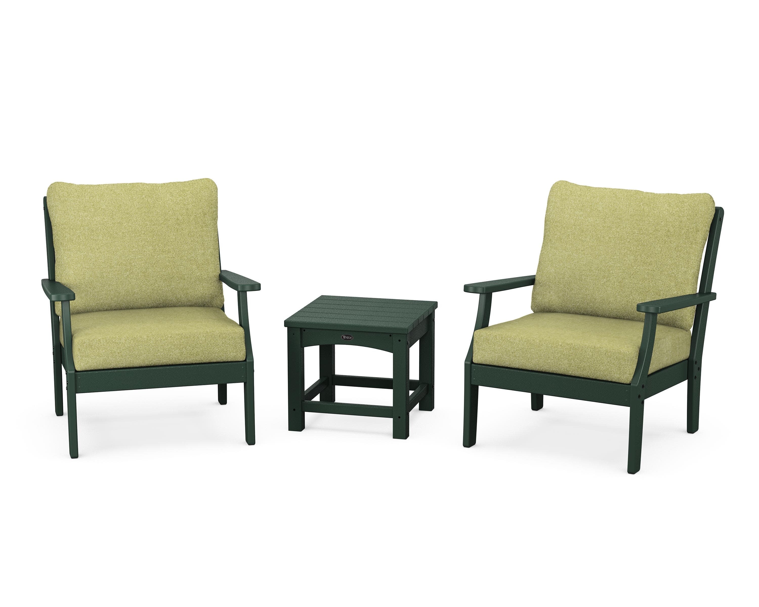 Yacht Club 3-Piece Deep Seating Set in Rainforest Canopy / Chartreuse Boucle