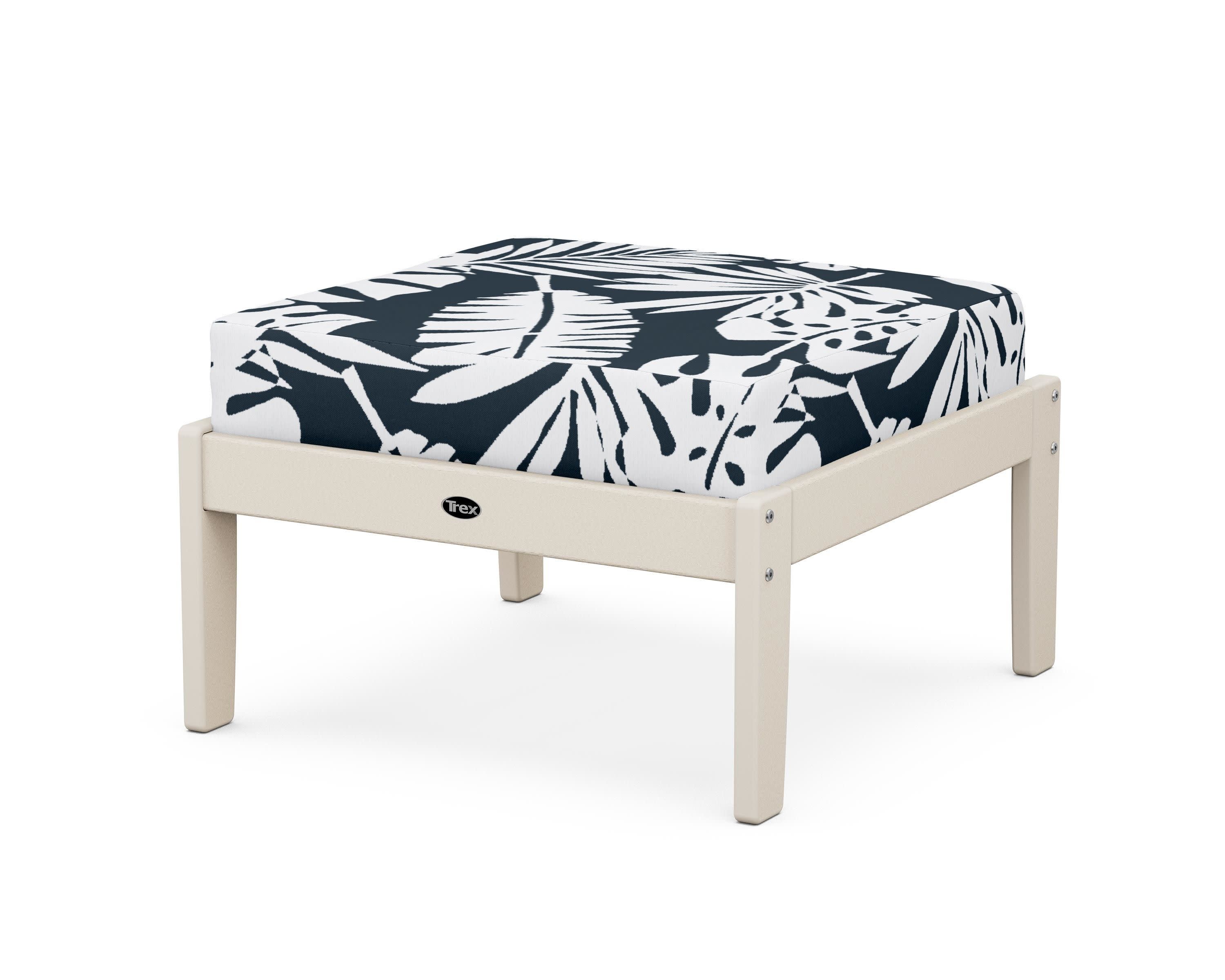 Yacht Club Deep Seating Ottoman in Sand Castle / Leaf Marine Indigo