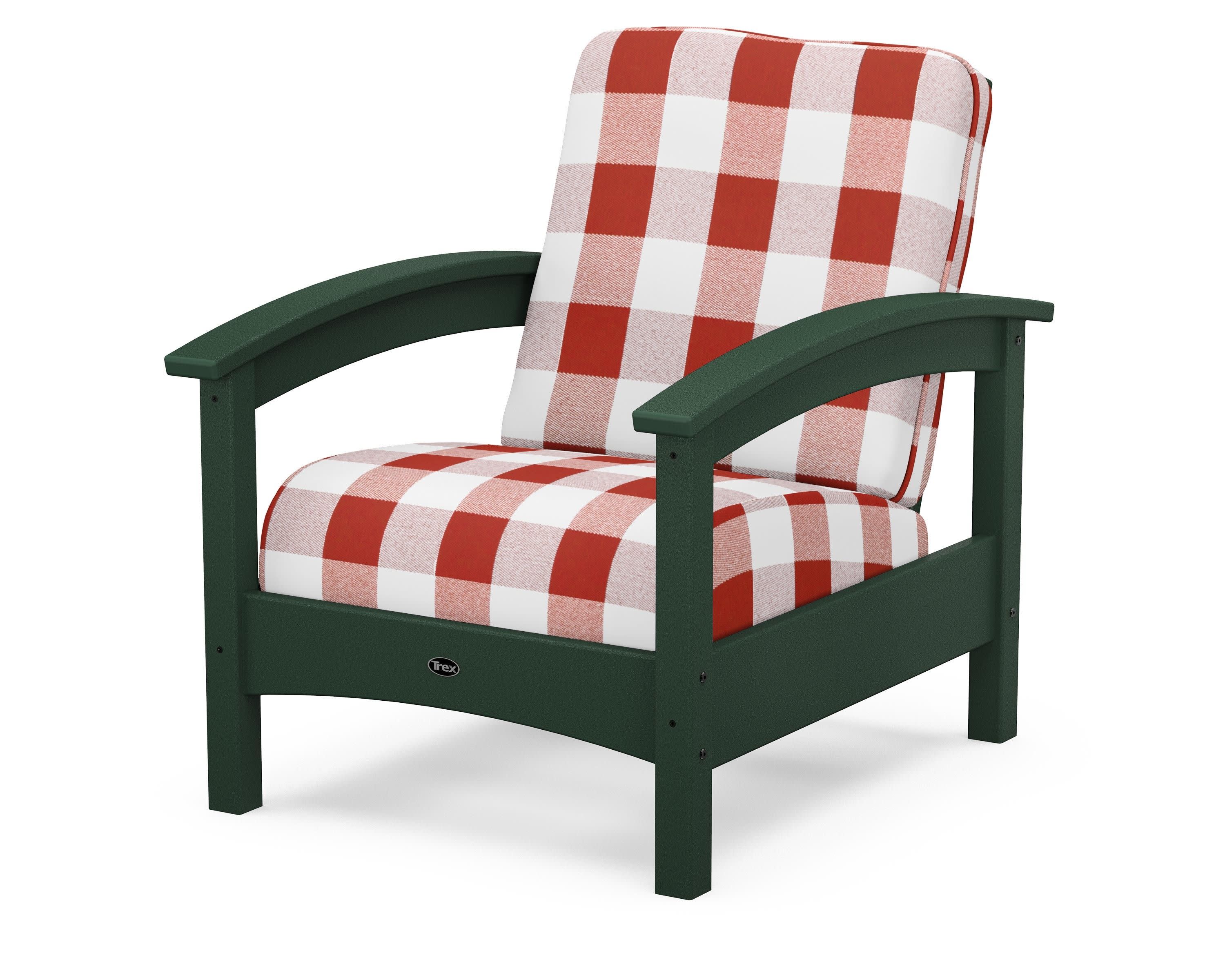Rockport Club Chair in Rainforest Canopy / Buffalo Plaid Crimson
