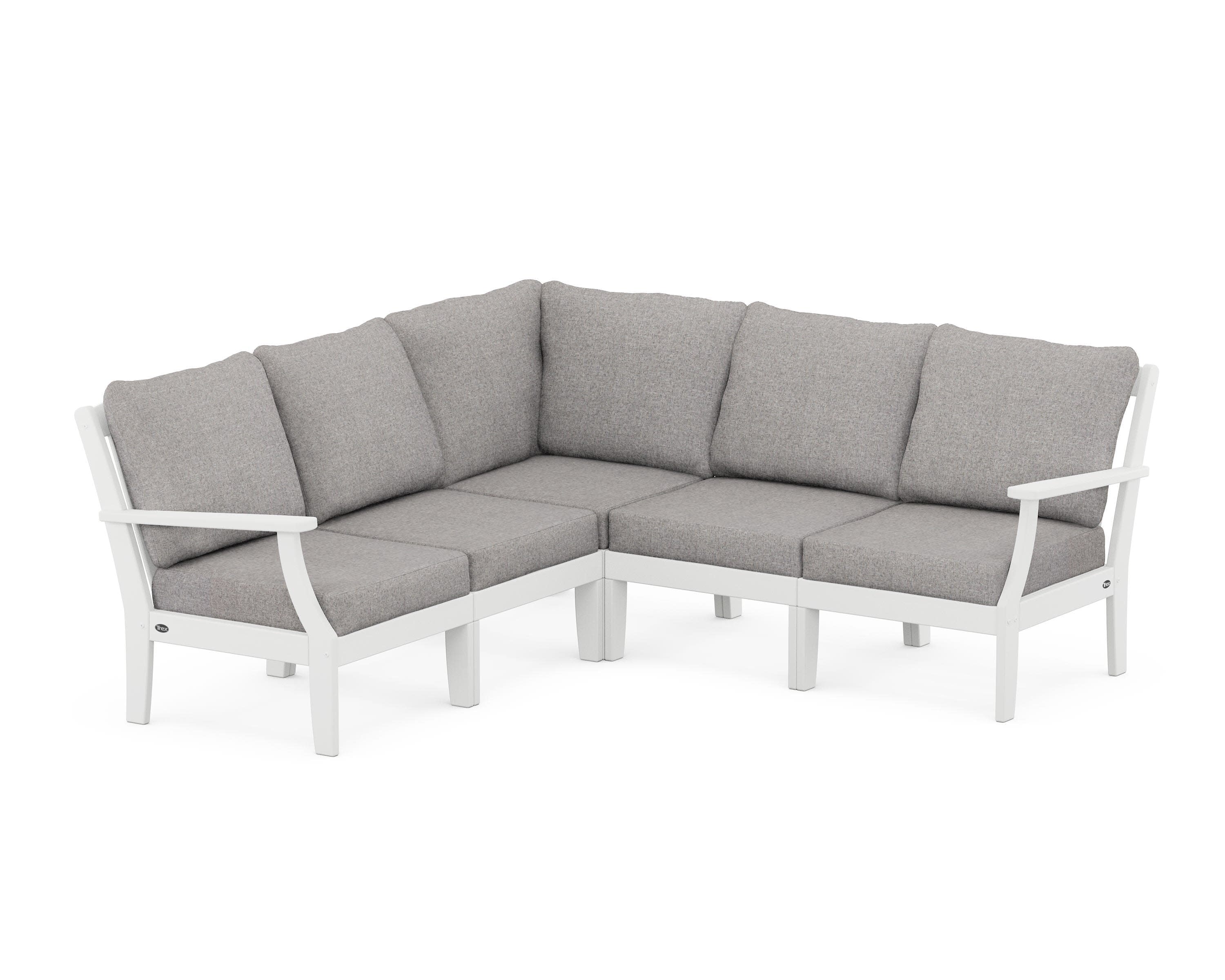 Yacht Club Modular 5-Piece Deep Seating Set in Classic White / Grey Mist