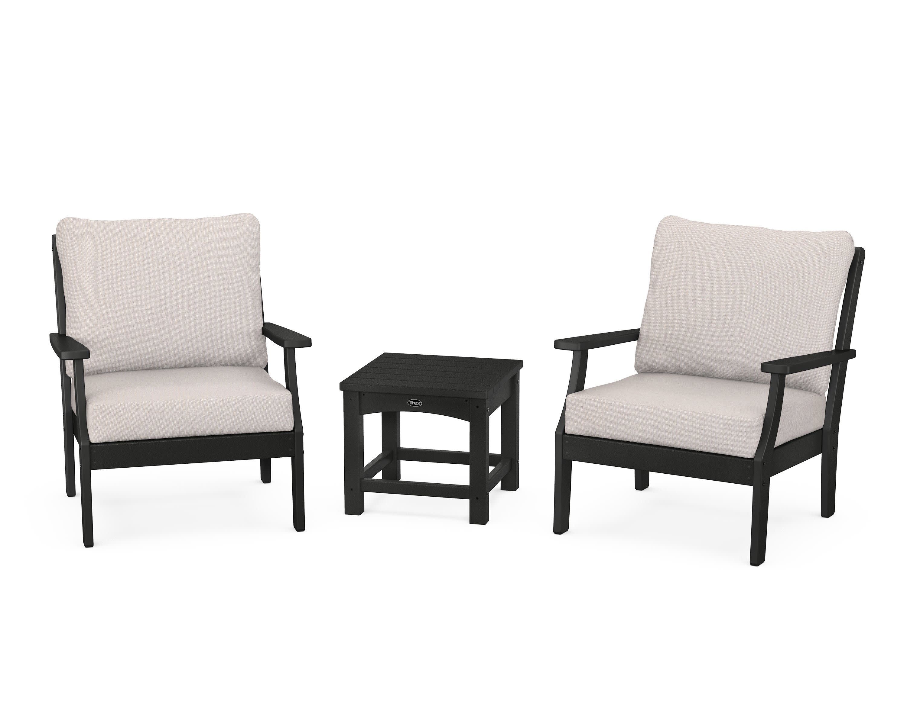 Yacht Club 3-Piece Deep Seating Set in Charcoal Black / Dune Burlap