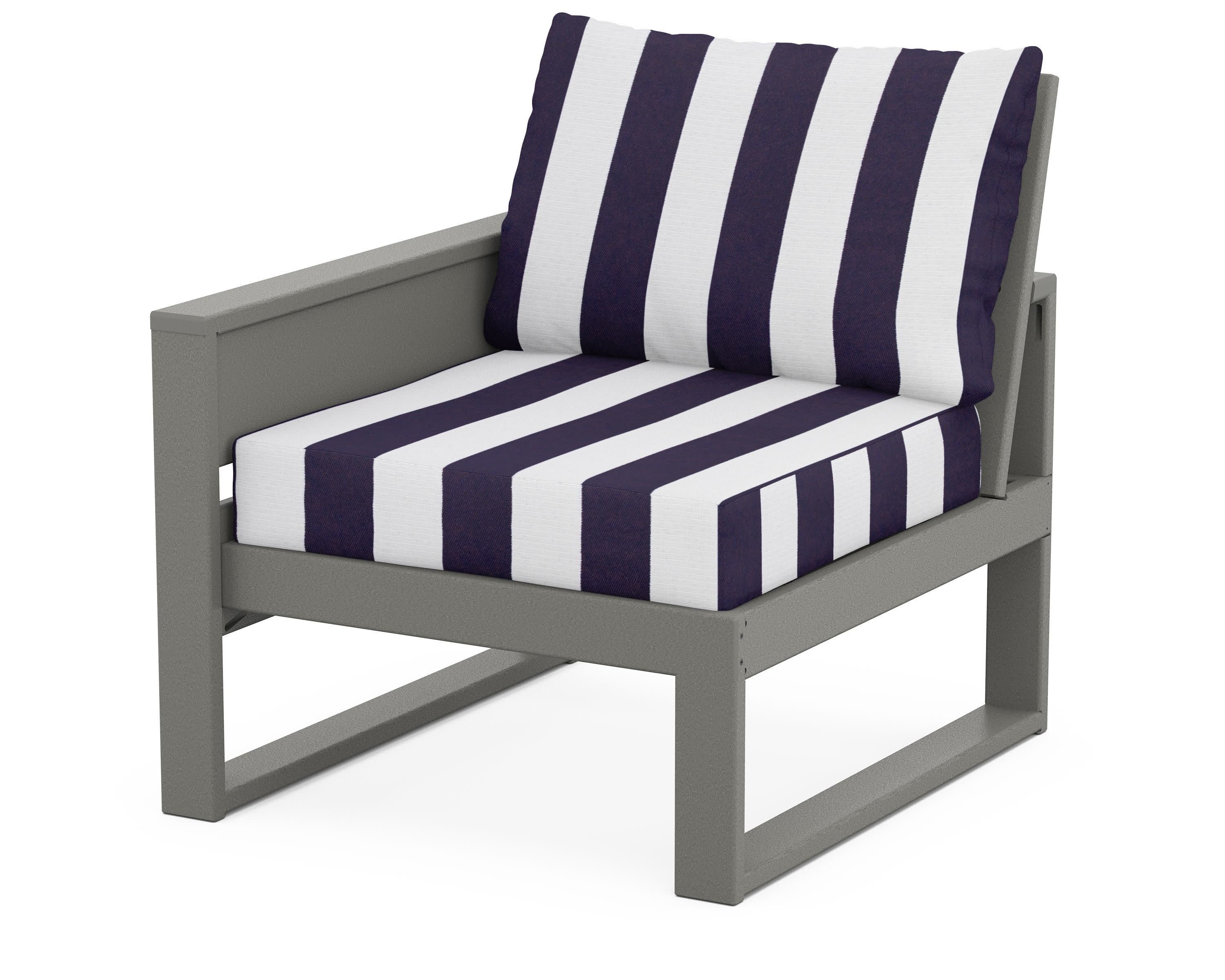 Eastport Modular Left Arm Chair in Stepping Stone / Cabana Stripe Navy