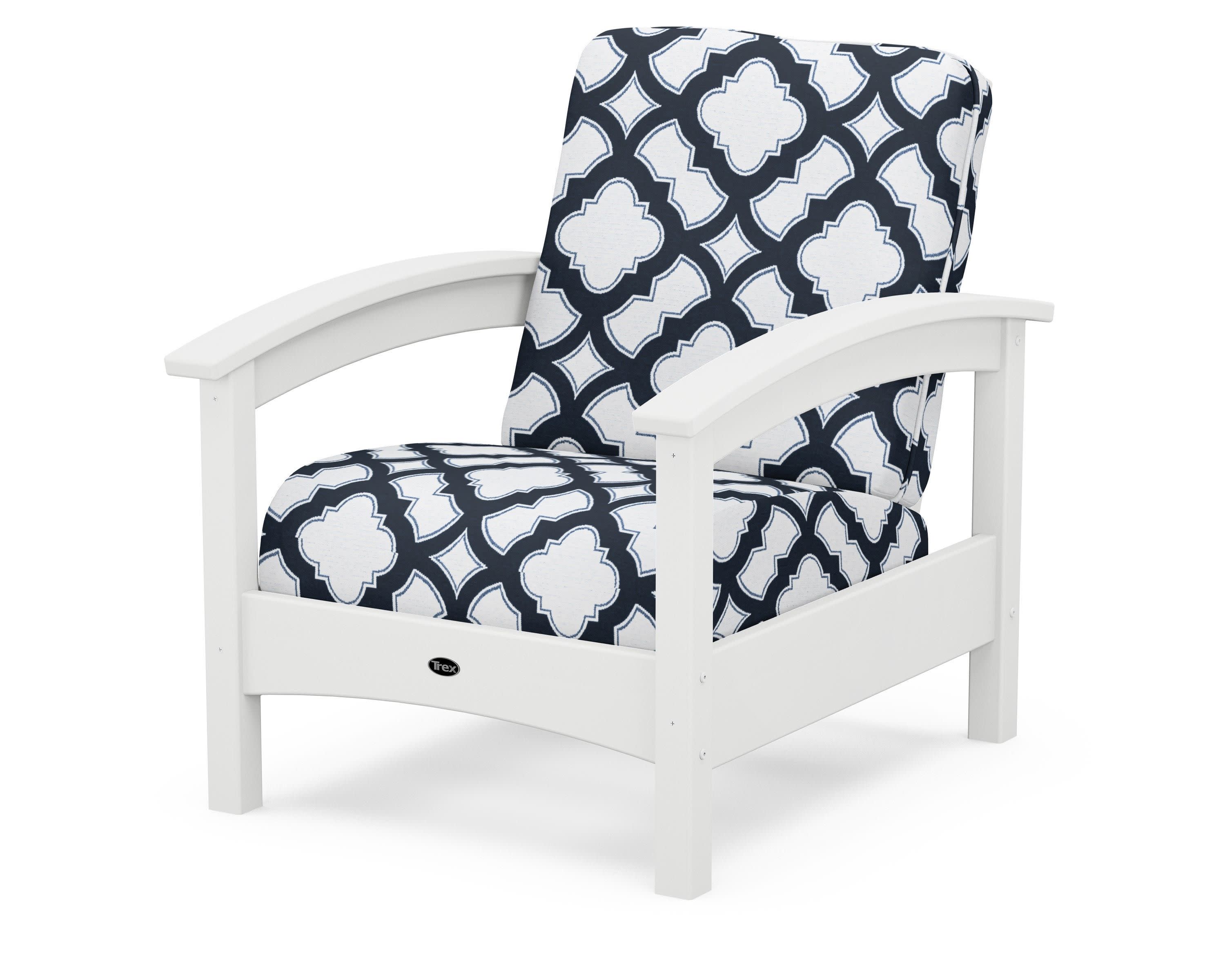 Rockport Club Chair in Classic White / Trellis Marine Indigo