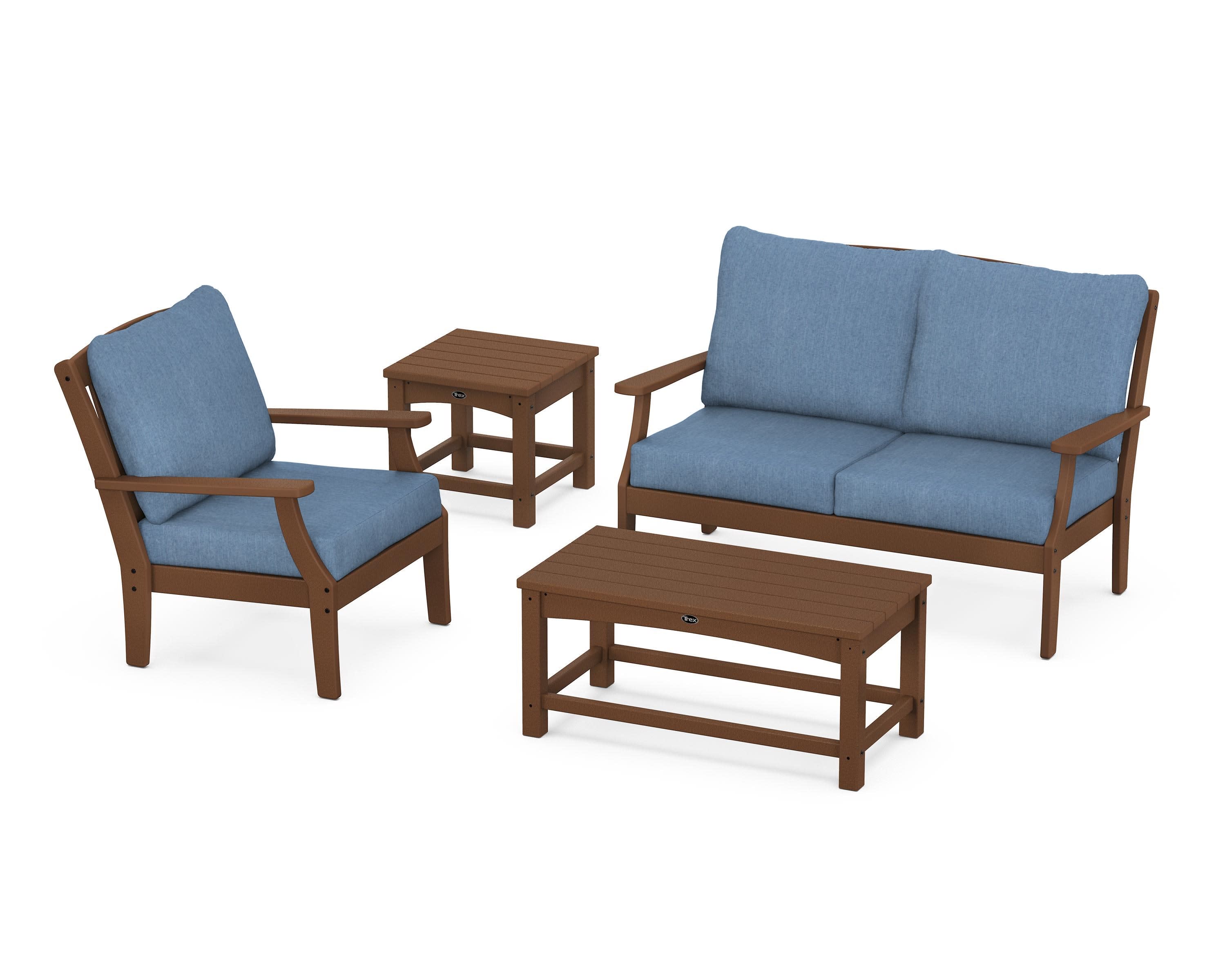 Yacht Club 4-Piece Deep Seating Set in Tree House / Sky Blue