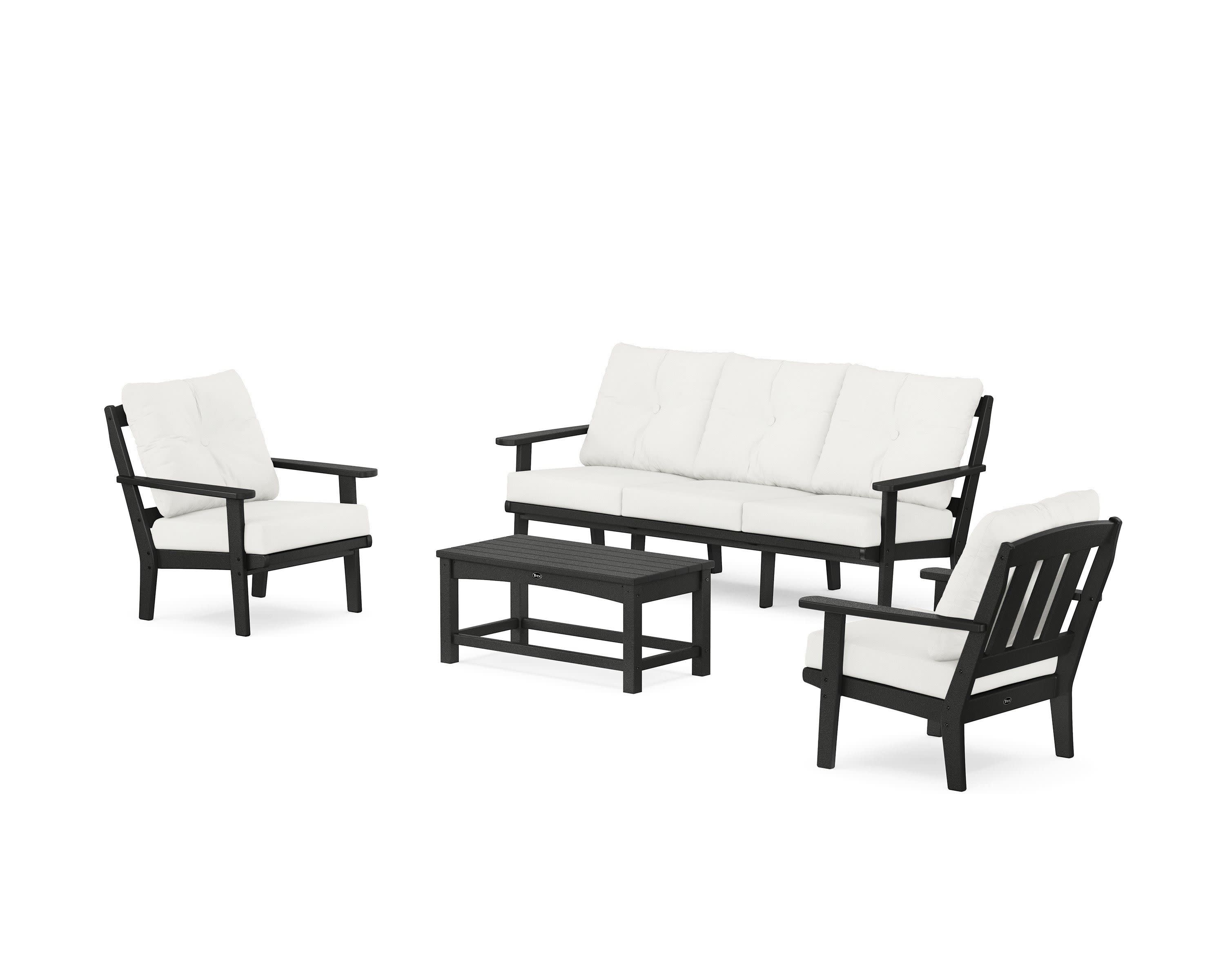 Cape Cod 4-Piece Deep Seating Set with Sofa in Charcoal Black / Natural Linen