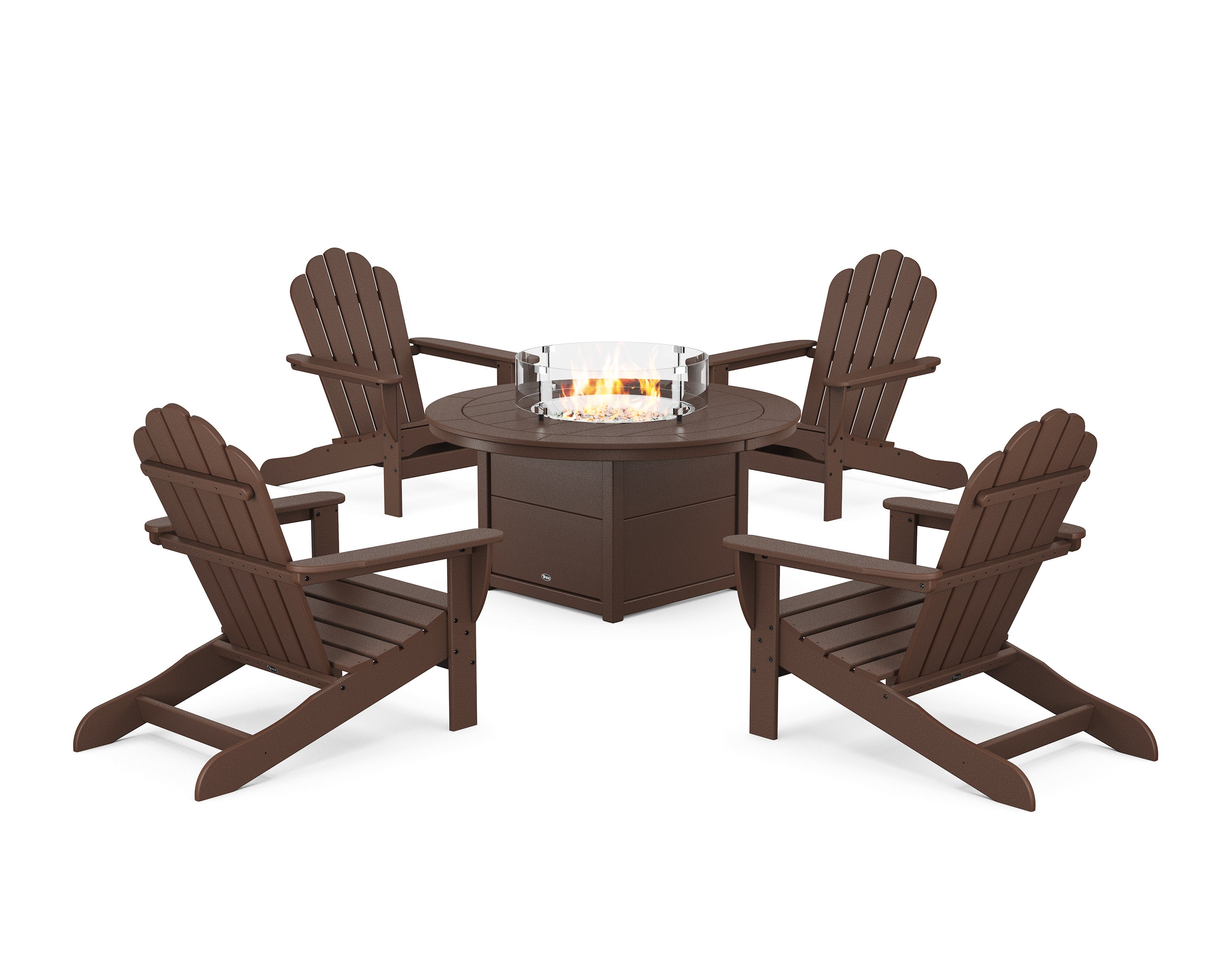 5-Piece Monterey Bay Oversized Adirondack Conversation Set with Fire Pit Table in Vintage Lantern