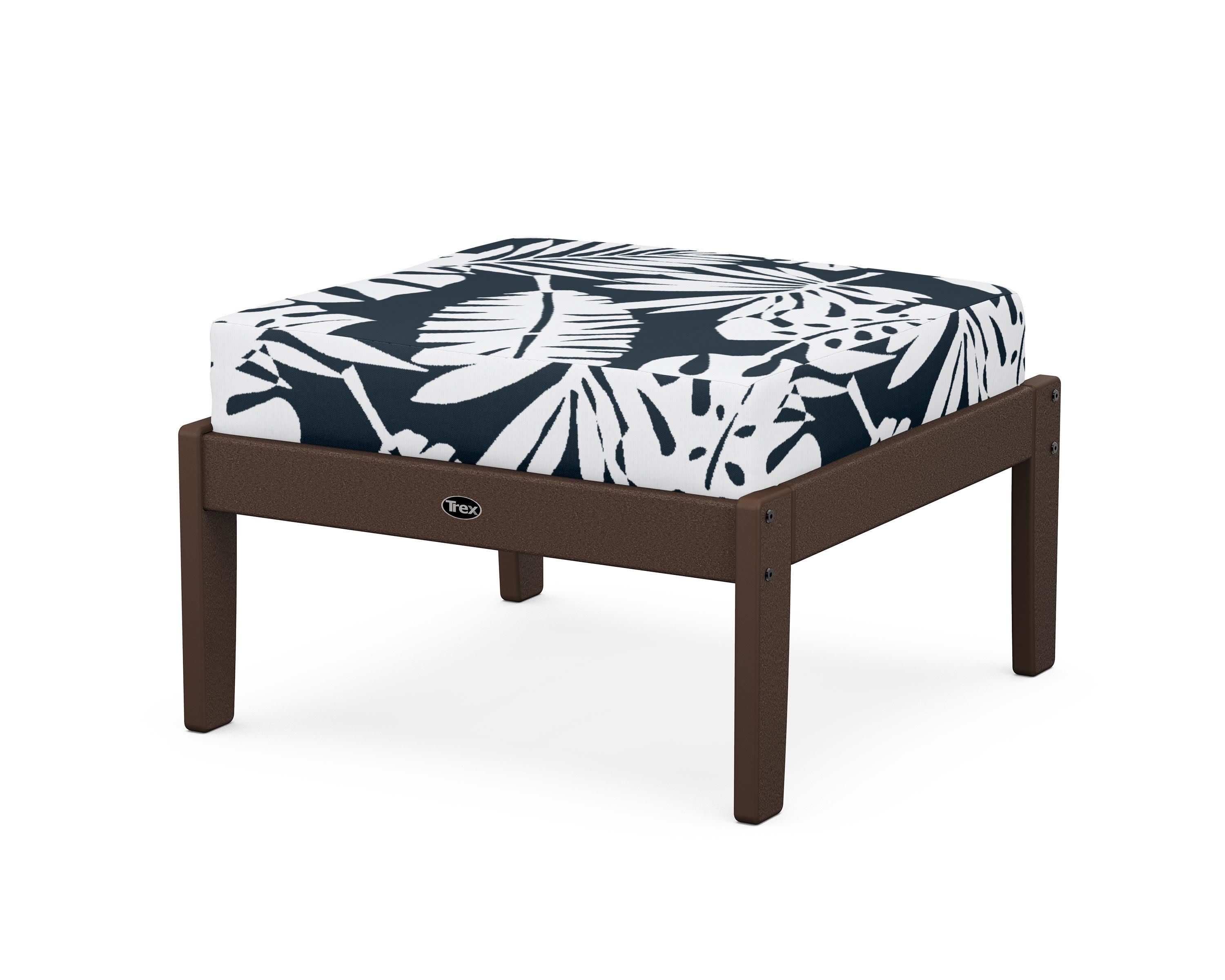Yacht Club Deep Seating Ottoman in Vintage Lantern / Leaf Marine Indigo