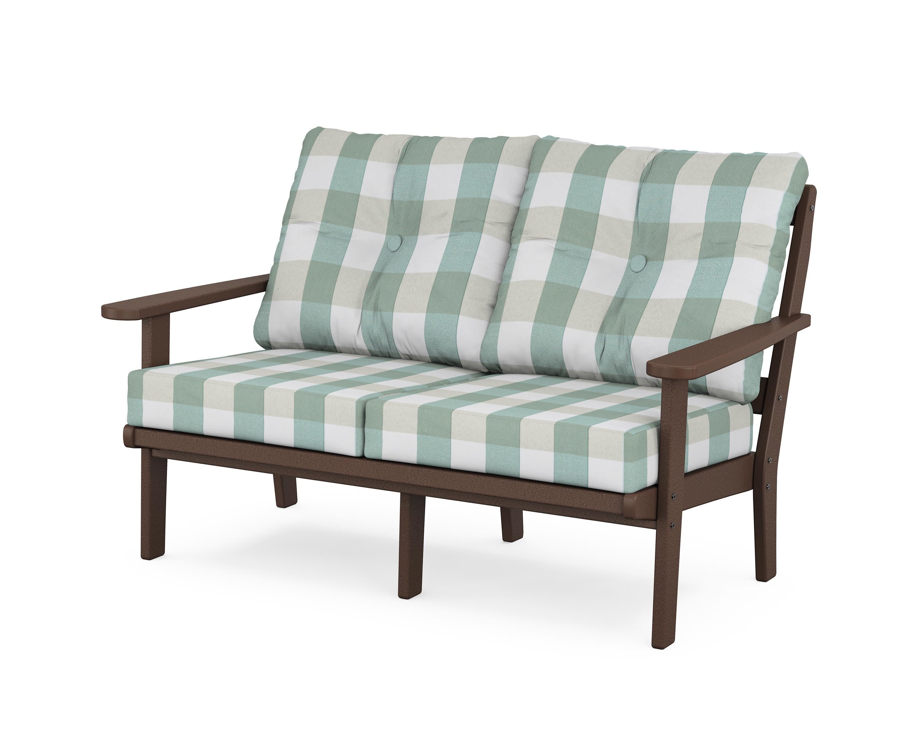 Cape Cod Deep Seating Loveseat in Vintage Lantern / Buffalo Plaid Glacier Spa