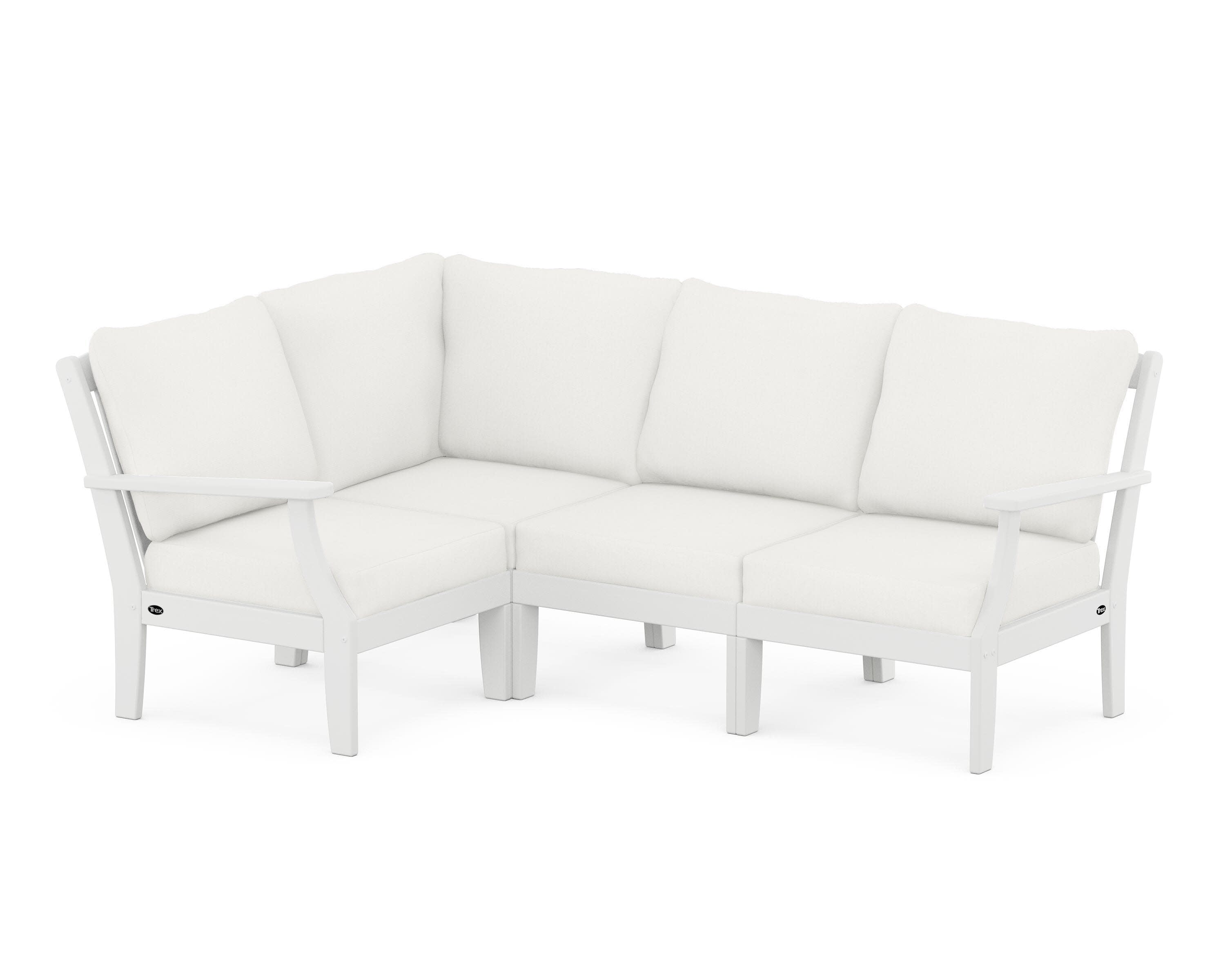 Yacht Club Modular 4-Piece Deep Seating Set in Classic White / Natural Linen