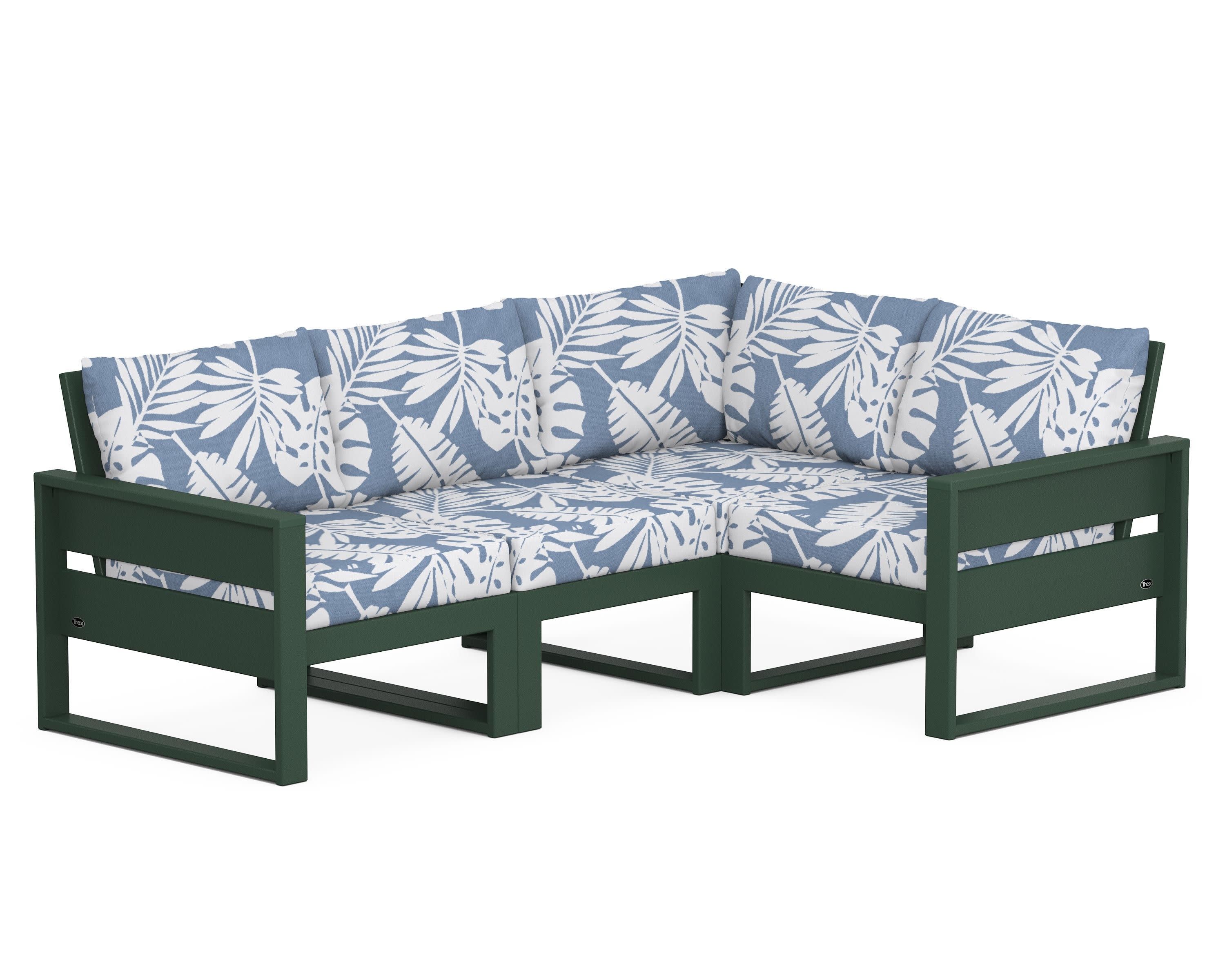 Eastport 4- Piece Sectional in Rainforest Canopy / Leaf Sky Blue
