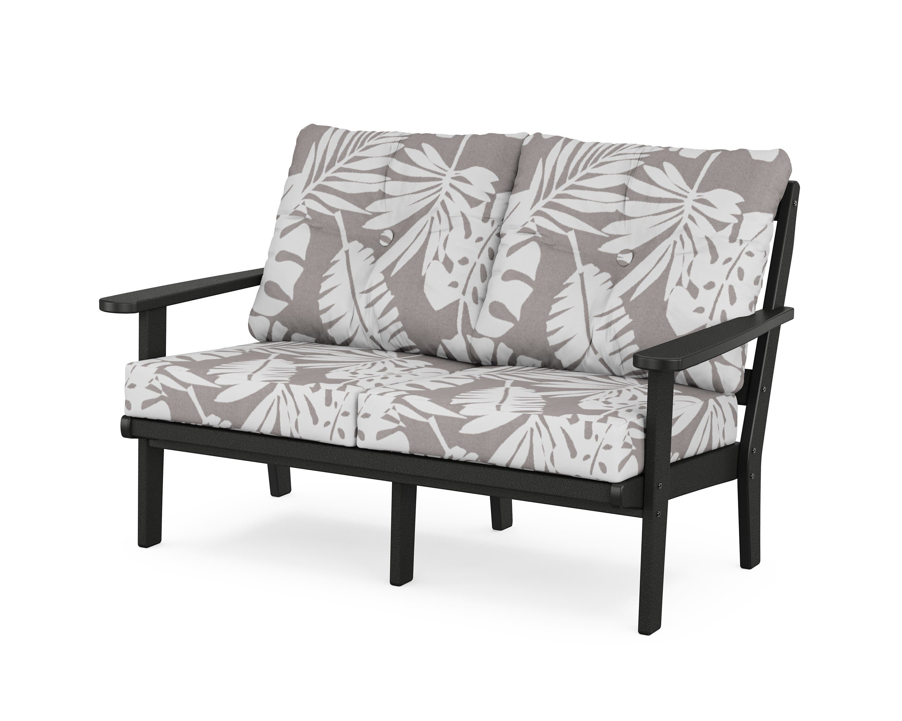 Cape Cod Deep Seating Loveseat in Charcoal Black / Leaf Grey Mist
