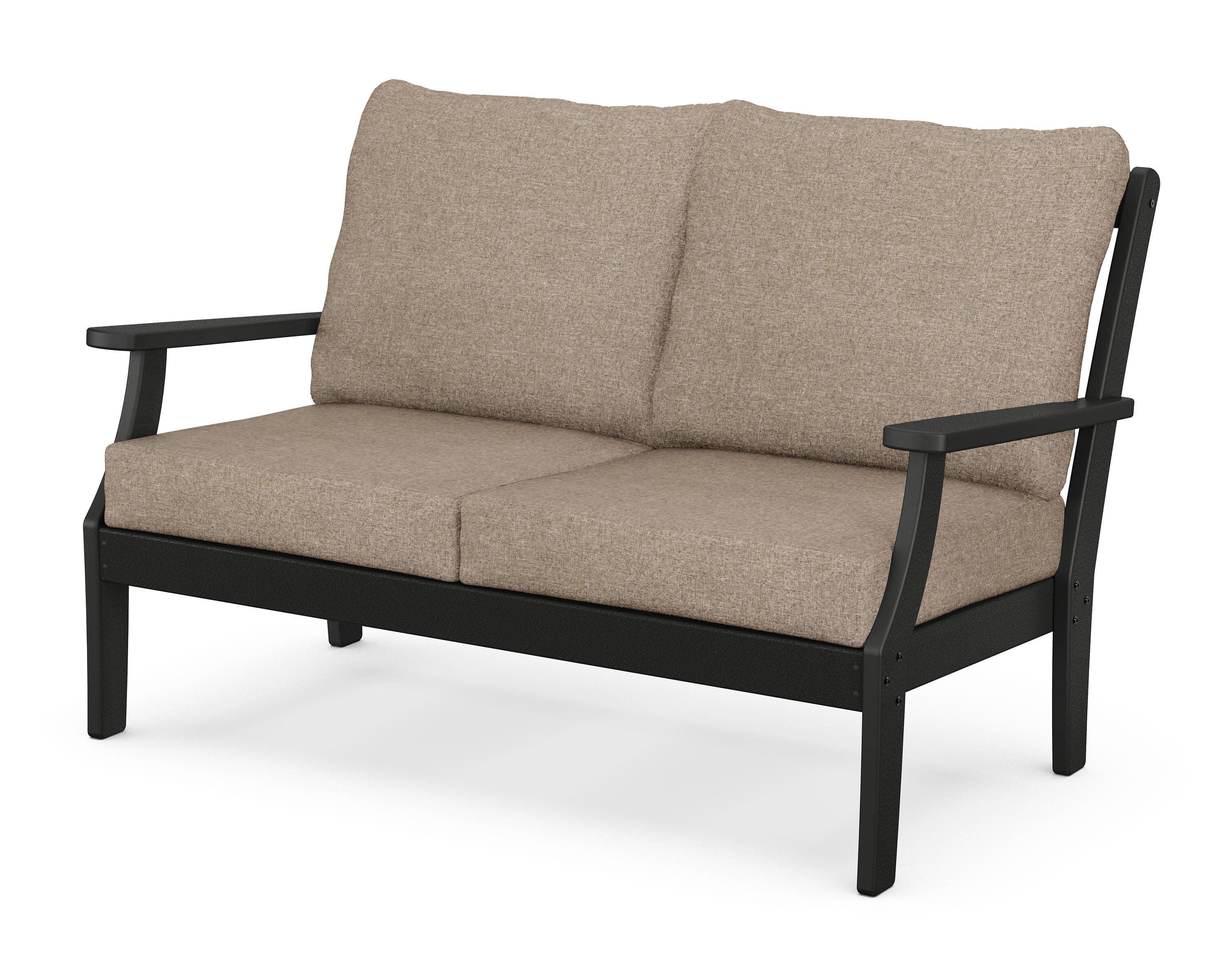 Yacht Club Deep Seating Loveseat in Charcoal Black / Spiced Burlap