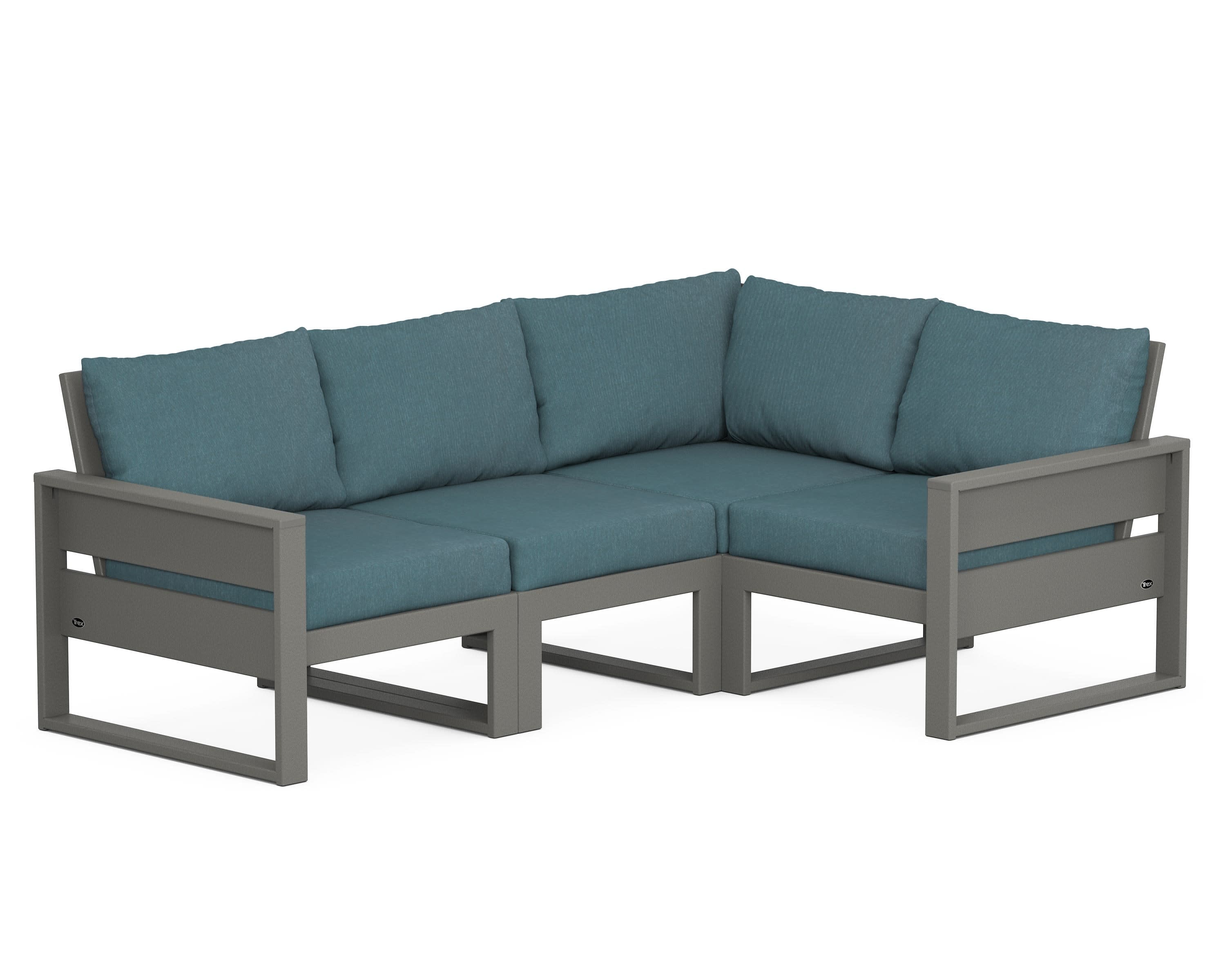 Eastport 4- Piece Sectional in Stepping Stone / Ocean Teal
