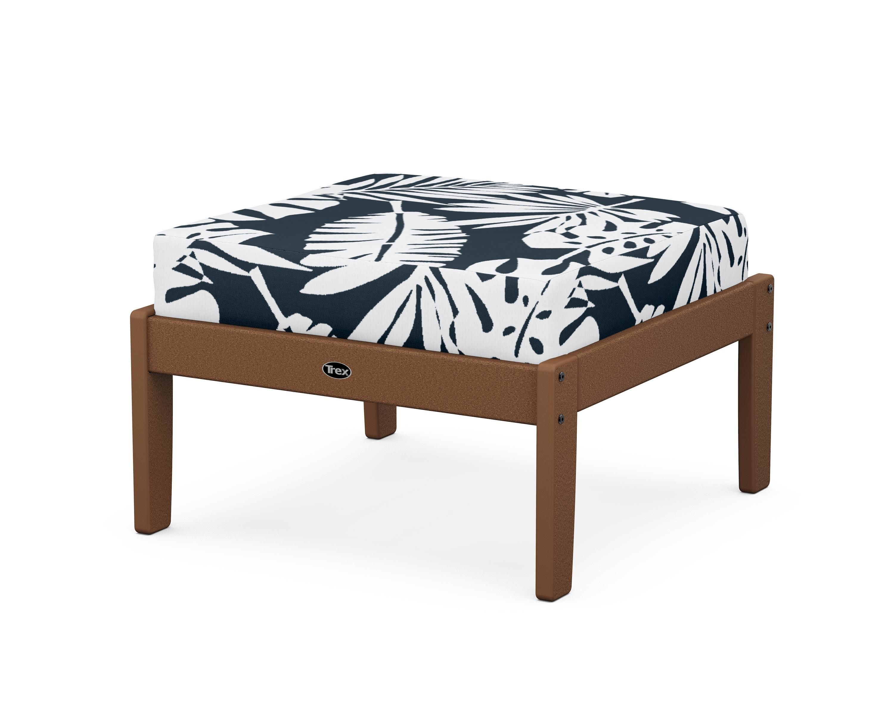 Yacht Club Deep Seating Ottoman in Tree House / Leaf Marine Indigo