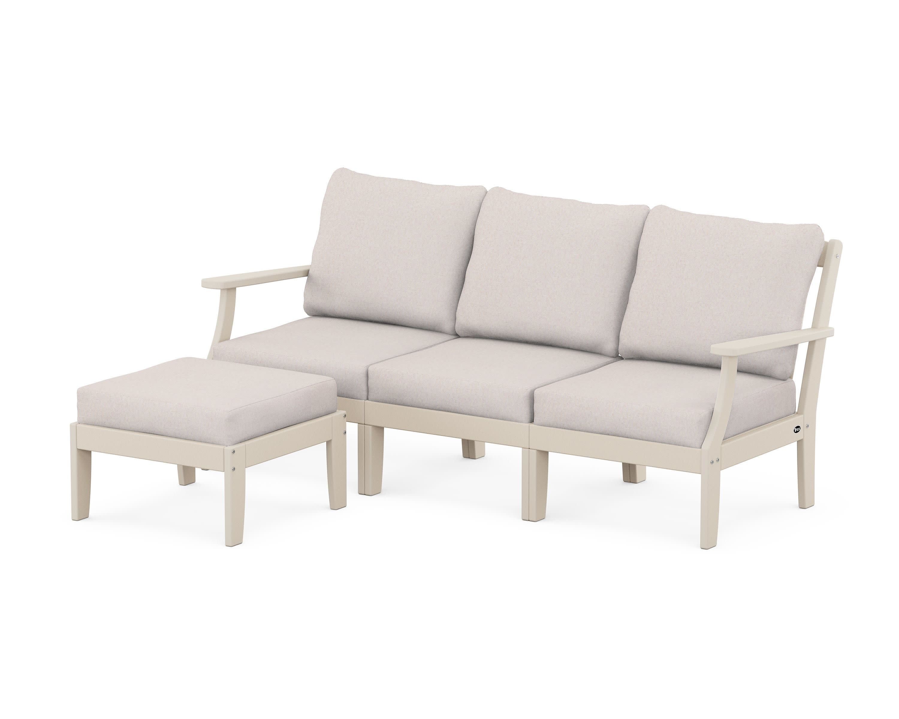 Yacht Club Modular 4-Piece Deep Seating Set with Ottoman in Sand Castle / Dune Burlap