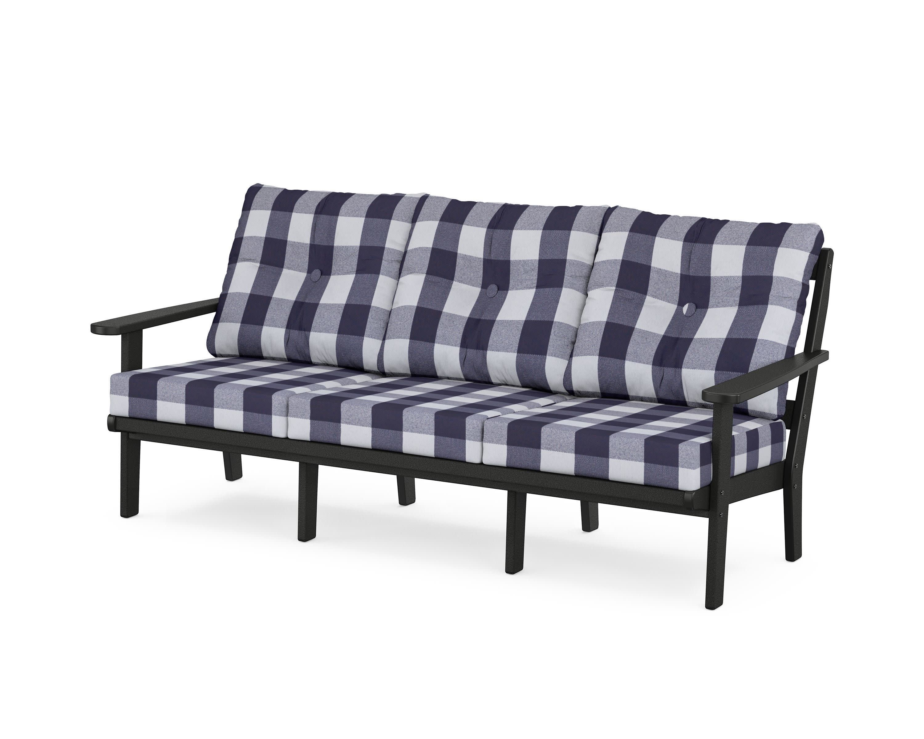 Cape Cod Deep Seating Sofa in Charcoal Black / Buffalo Plaid Navy