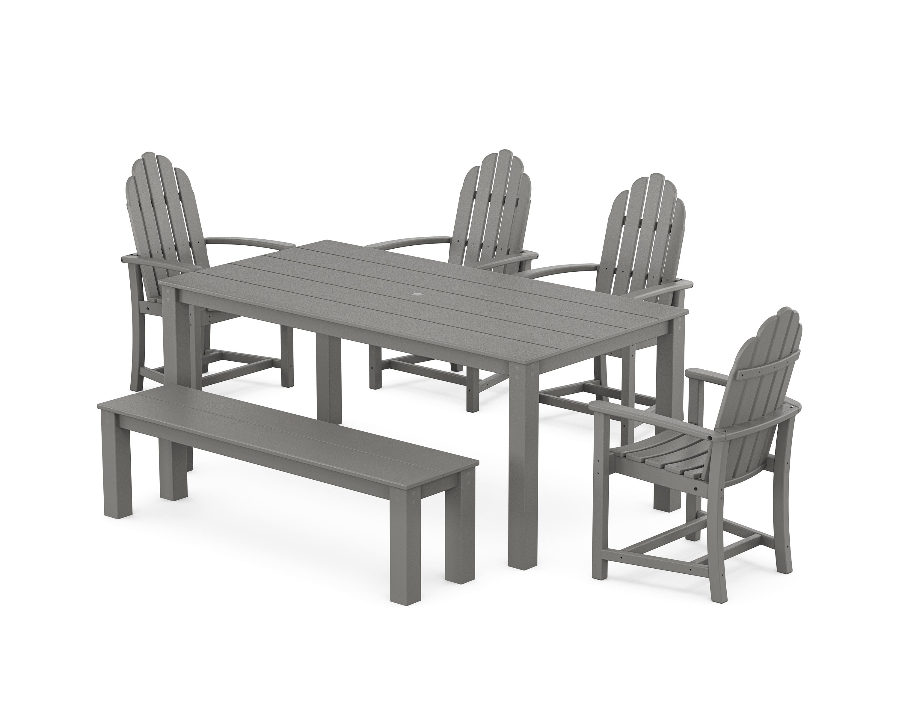 Cape Cod Adirondack 6-Piece Parsons Dining Set with Bench in Stepping Stone