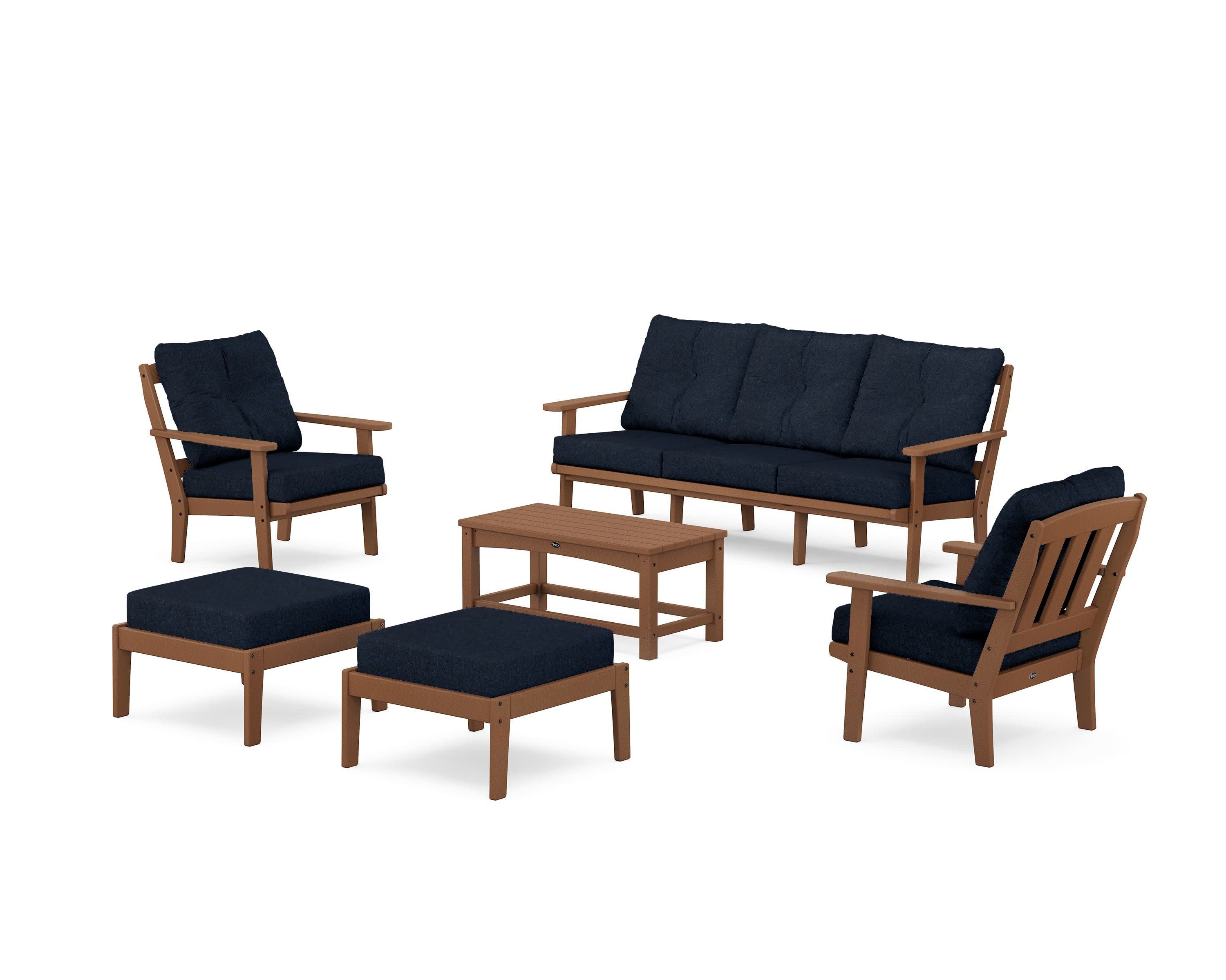 Cape Cod 6-Piece Lounge Sofa Set in Tree House / Marine Indigo