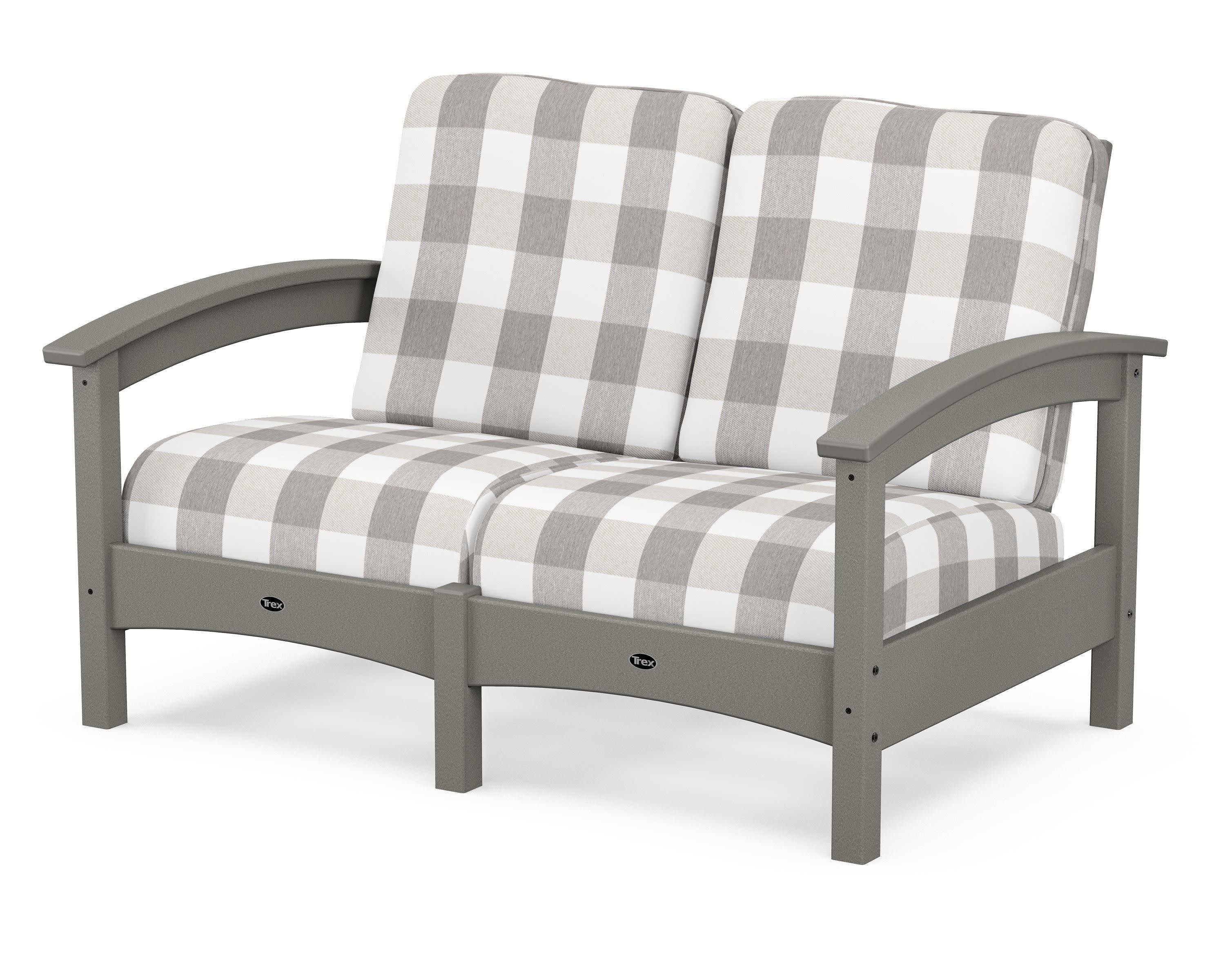 Rockport Club Loveseat in Stepping Stone / Buffalo Plaid Grey Mist
