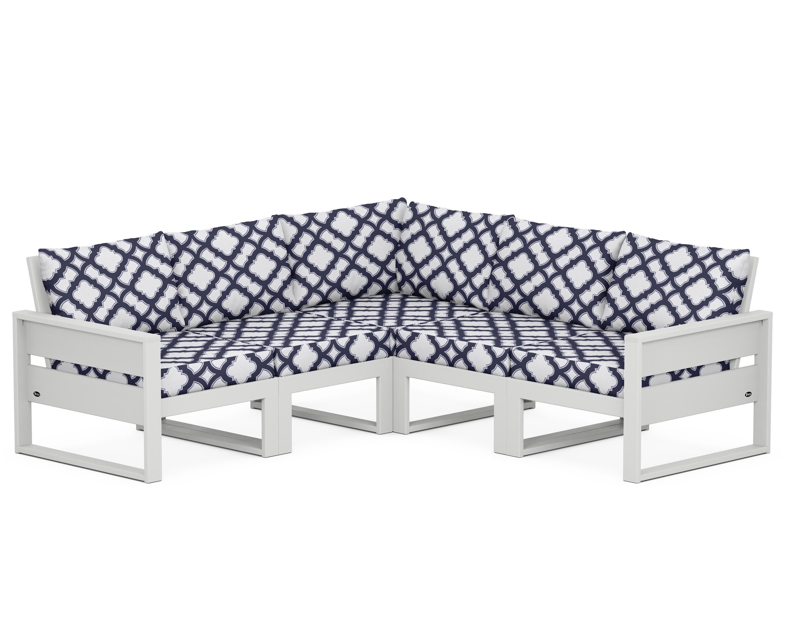 Eastport 5-Piece Sectional in Classic White / Trellis Navy