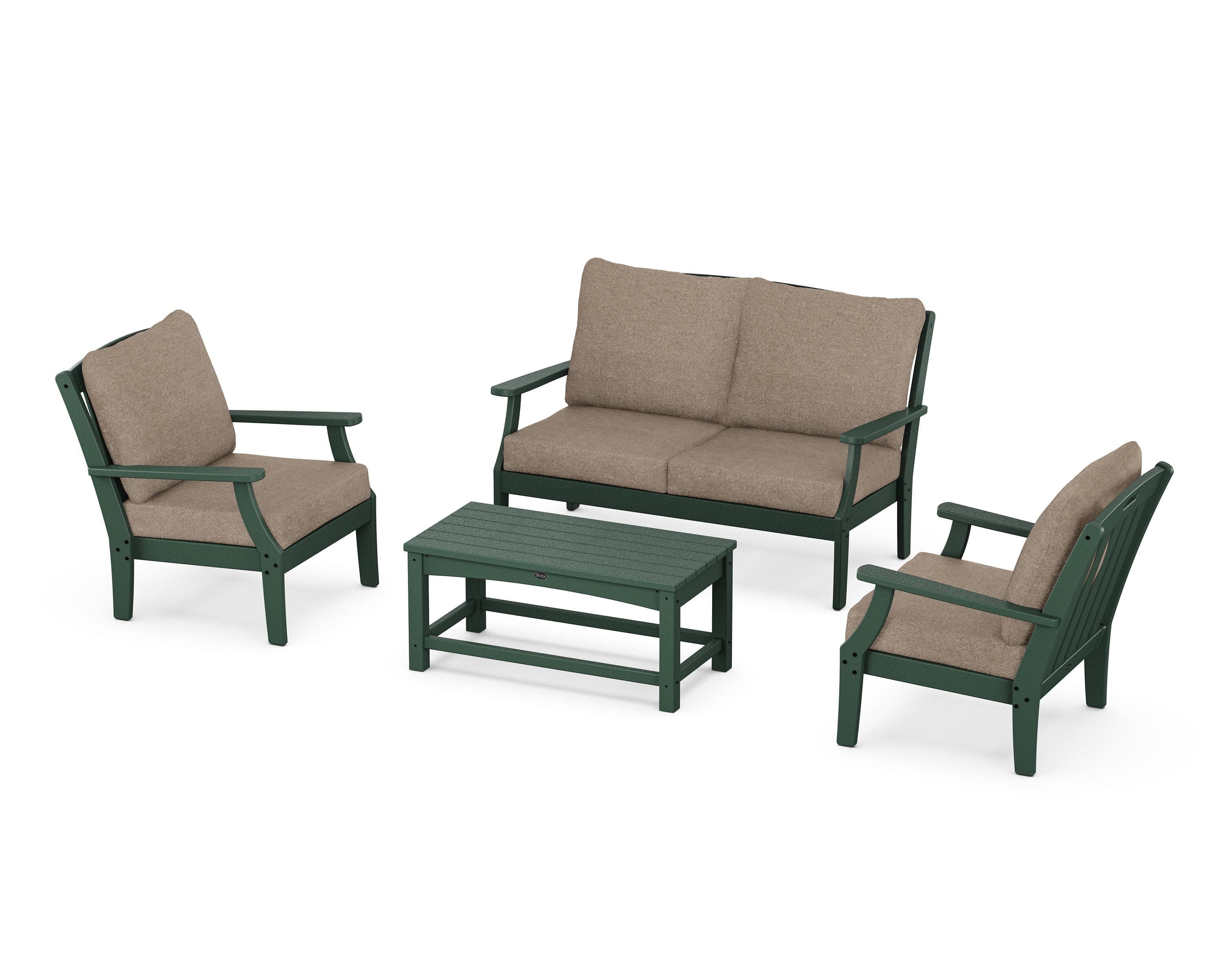 Yacht Club 4-Piece Deep Seating Chair Set in Rainforest Canopy / Spiced Burlap
