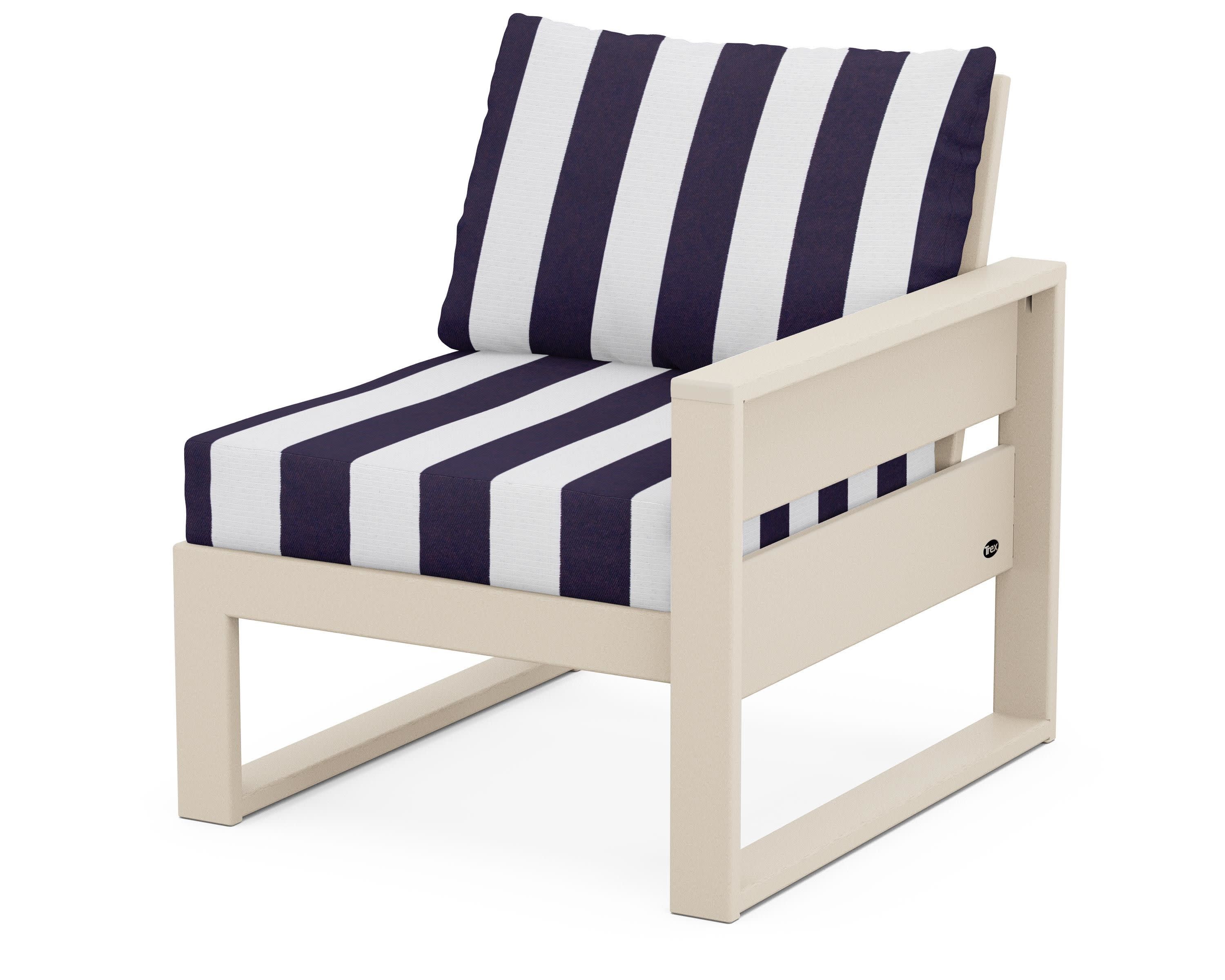 Eastport Modular Right Arm Chair in Sand Castle / Cabana Stripe Navy