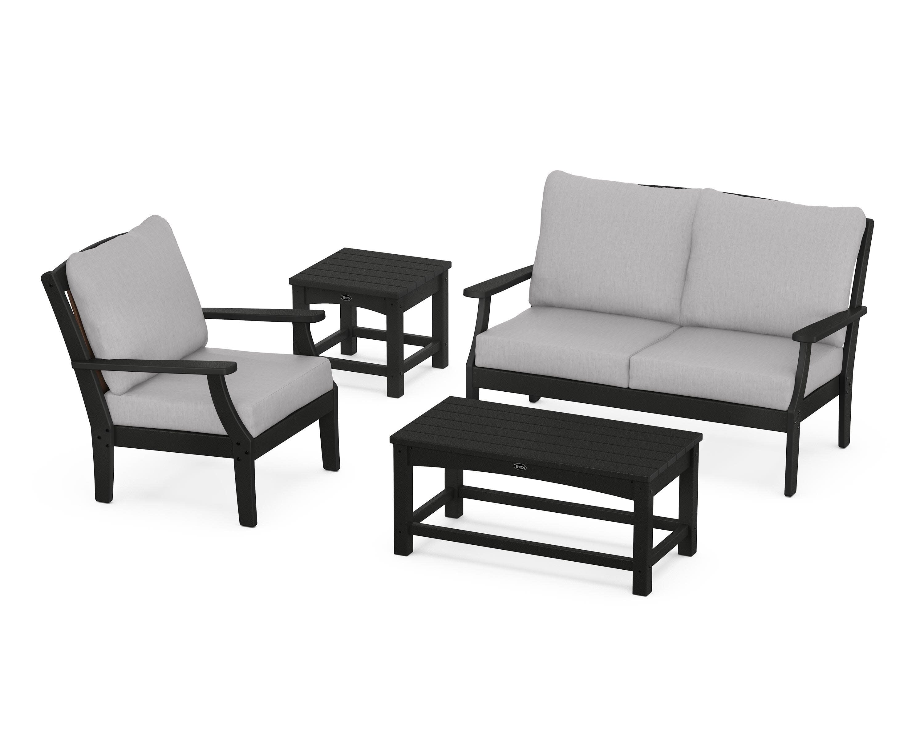 Yacht Club 4-Piece Deep Seating Set in Charcoal Black / Granite