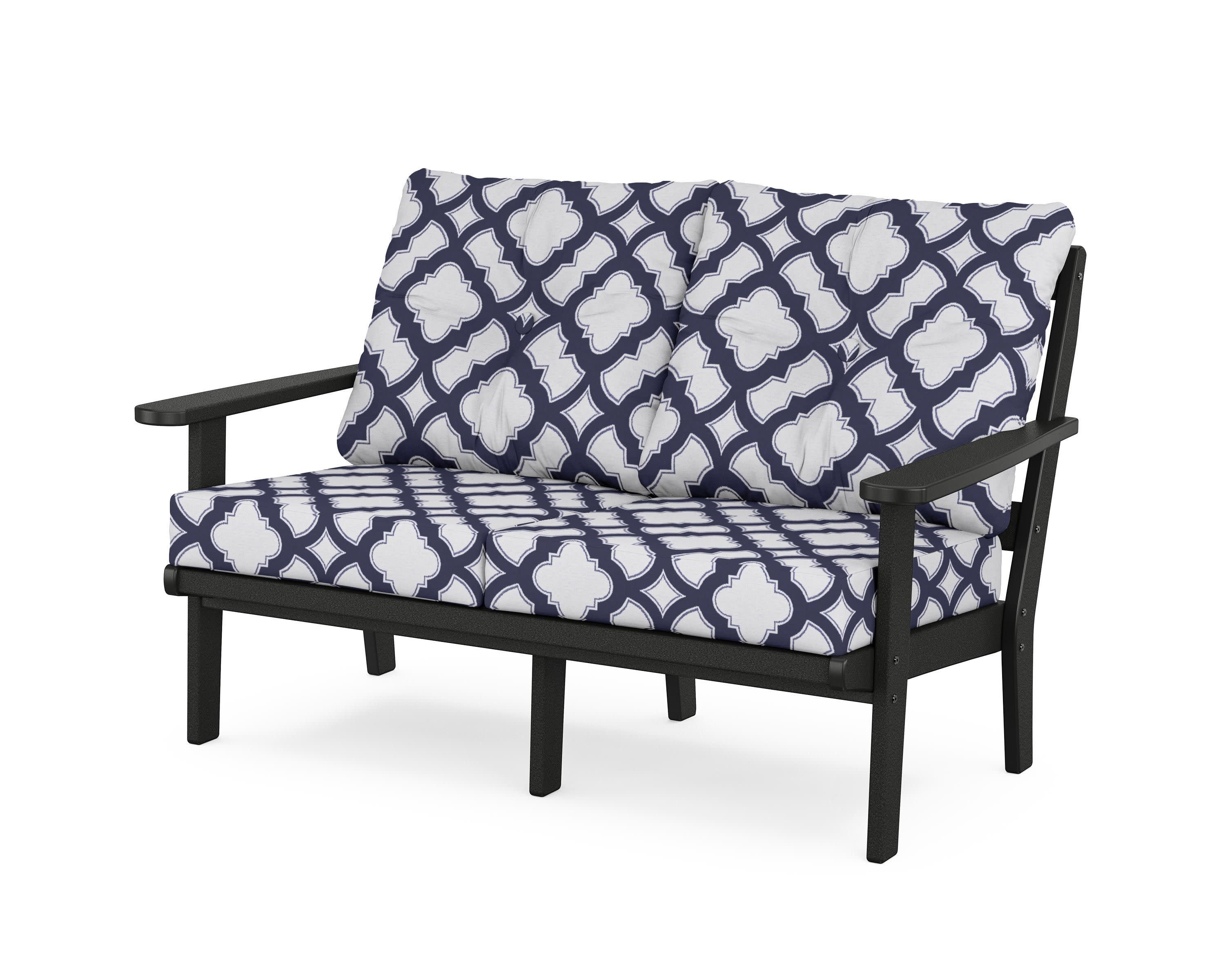 Cape Cod Deep Seating Loveseat in Charcoal Black / Trellis Navy