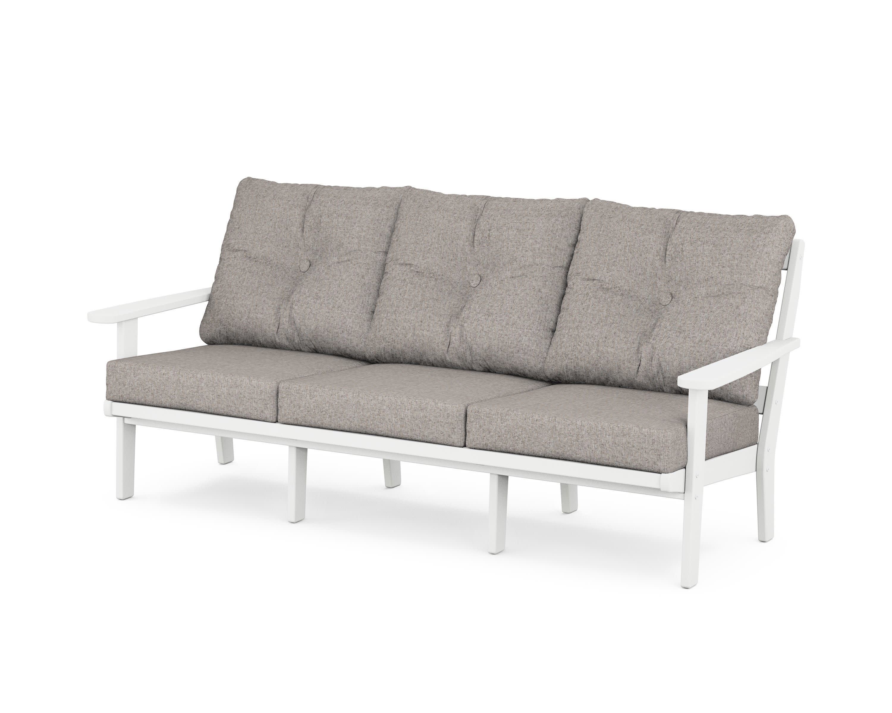 Cape Cod Deep Seating Sofa in Classic White / Weathered Tweed