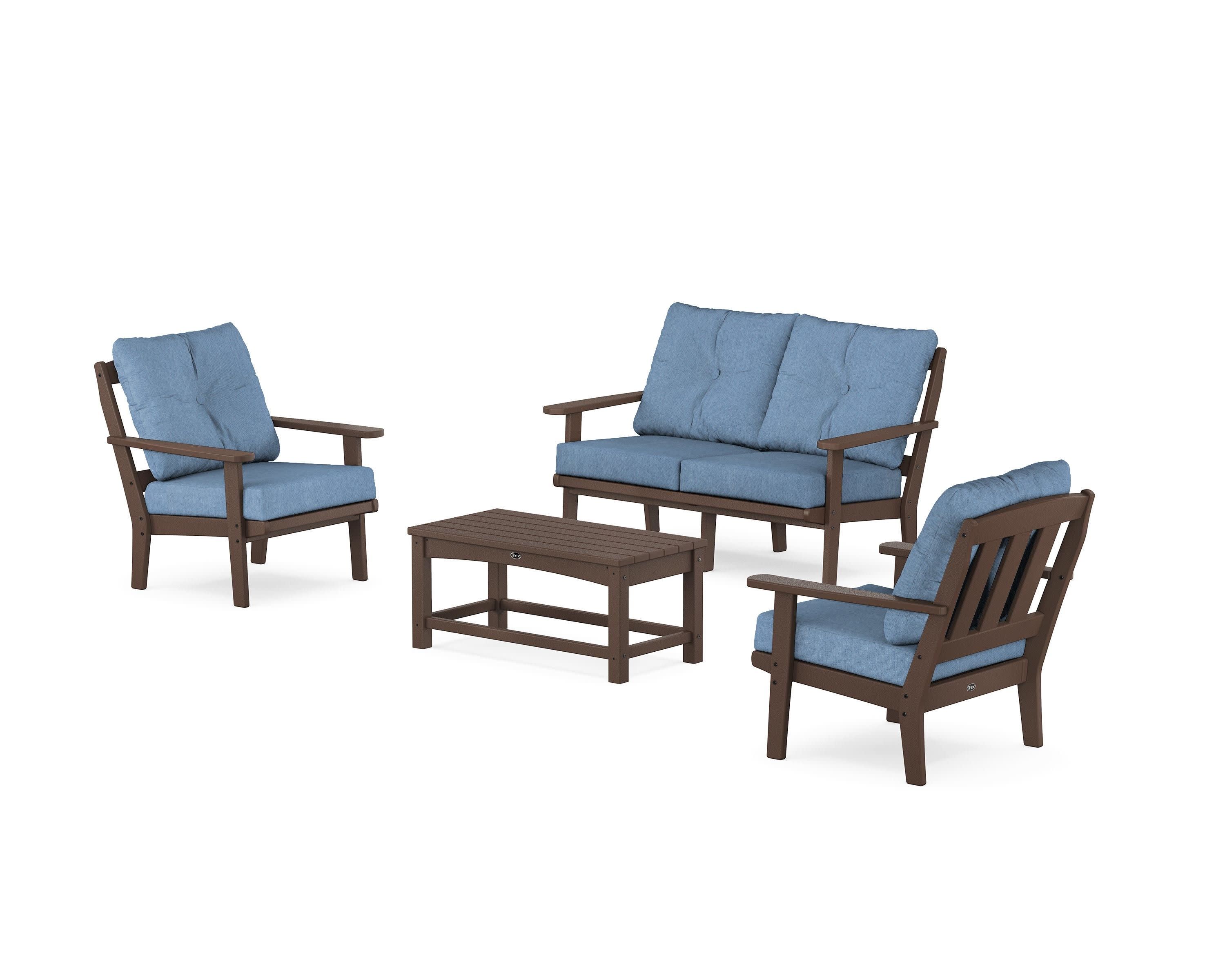 Cape Cod 4-Piece Deep Seating Set with Loveseat in Vintage Lantern / Sky Blue