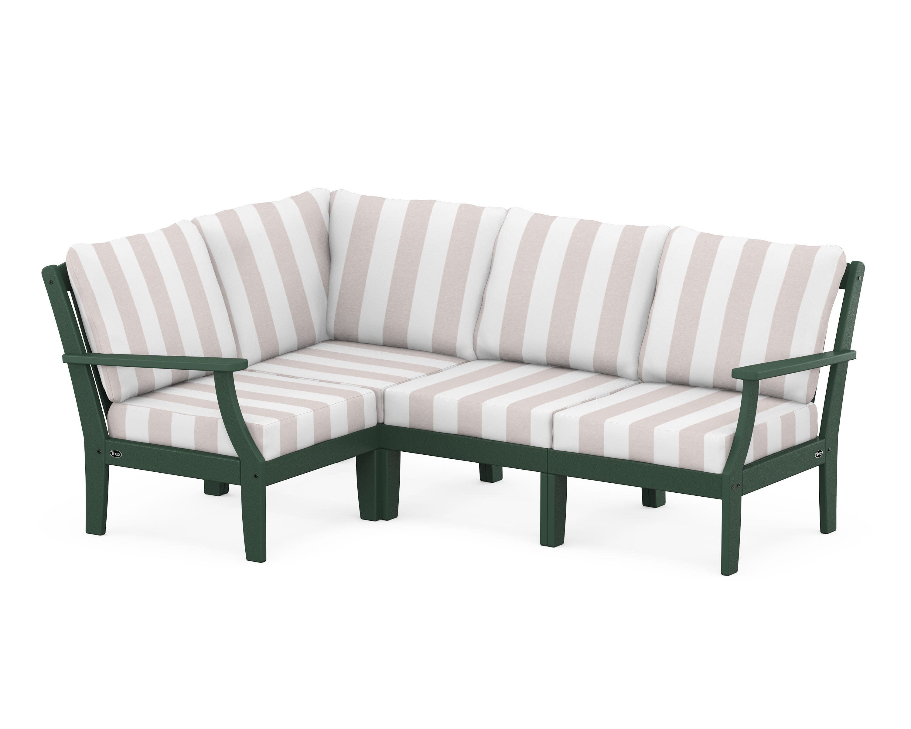 Yacht Club Modular 4-Piece Deep Seating Set in Rainforest Canopy / Cabana Stripe Dune Burlap