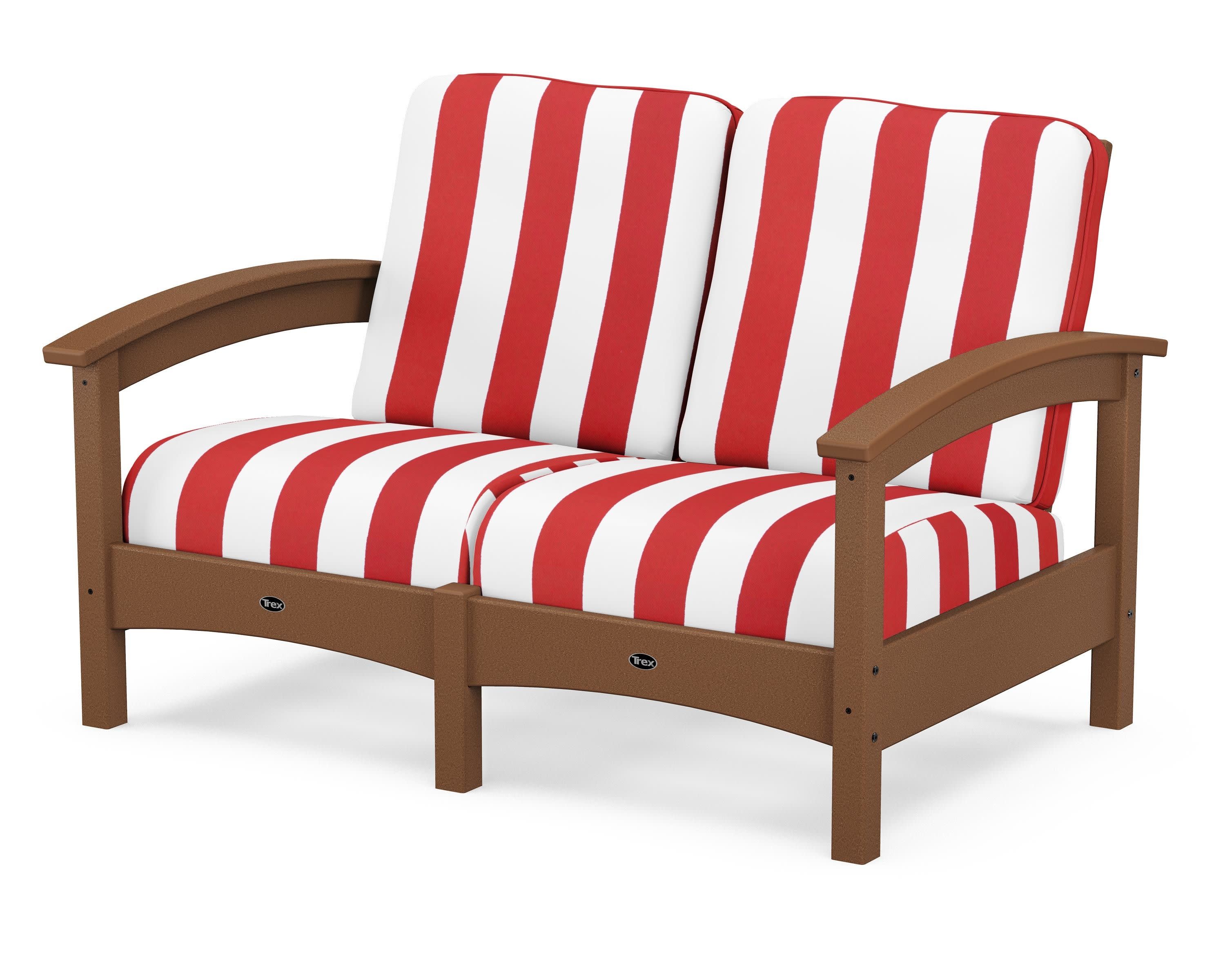 Rockport Club Loveseat in Tree House / Cabana Stripe Crimson