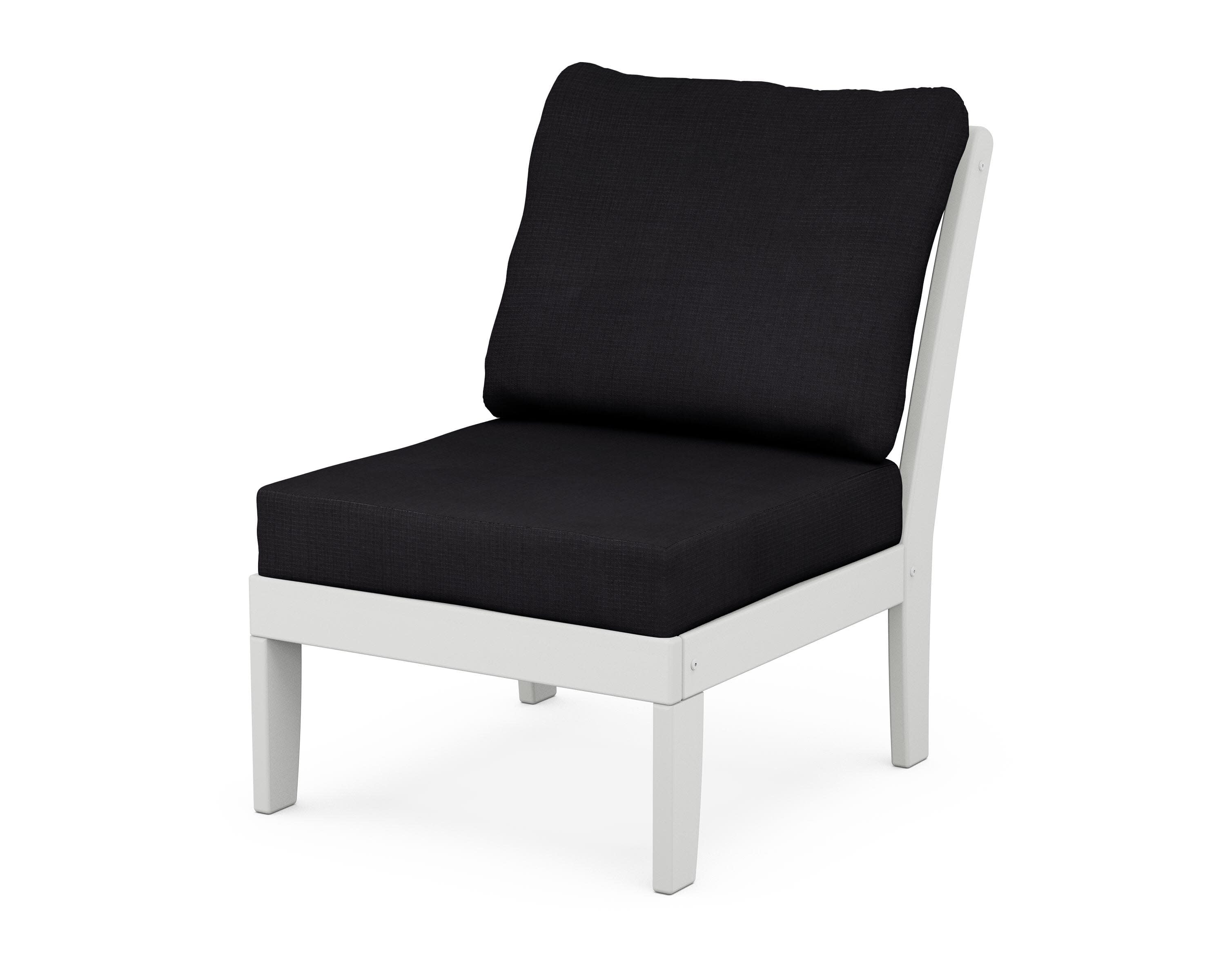 Yacht Club Modular Armless Chair in Classic White / Midnight Linen