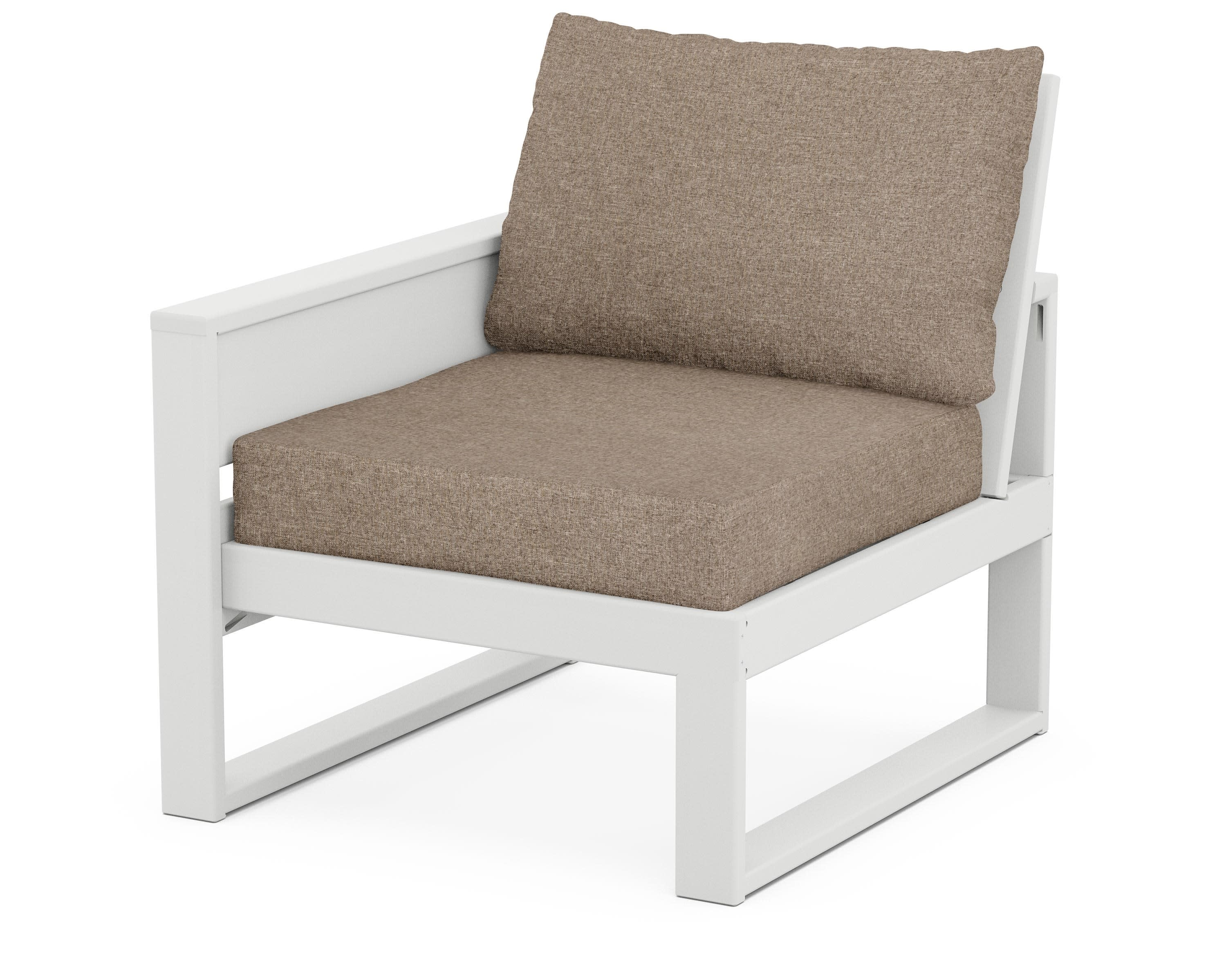 Eastport Modular Left Arm Chair in Classic White / Spiced Burlap