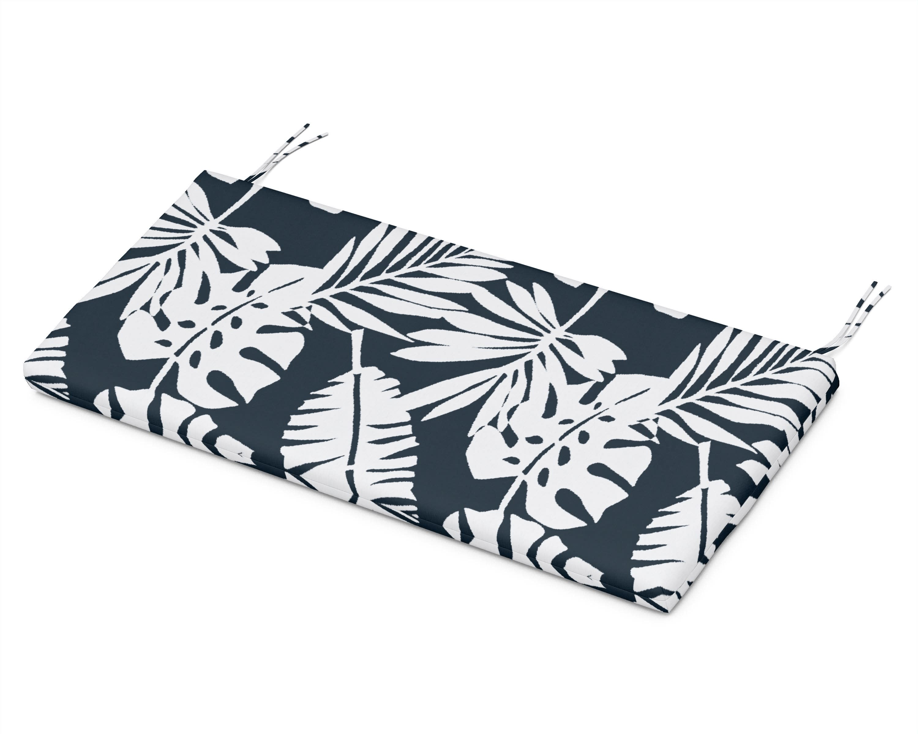 Bench Seat Cushion - 18.5"D x 43.5"W x 2.5"H in Leaf Marine Indigo