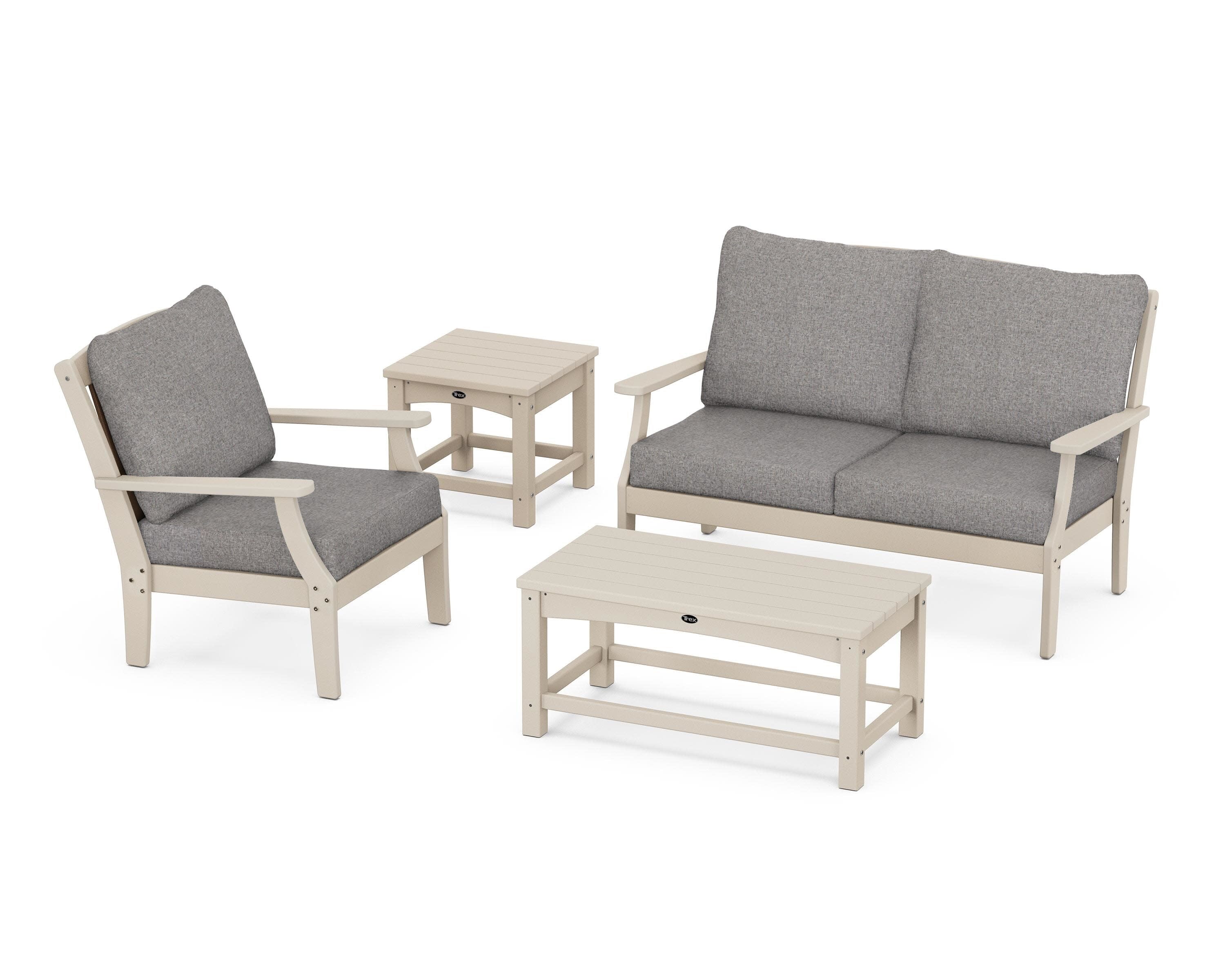 Yacht Club 4-Piece Deep Seating Set in Sand Castle / Grey Mist