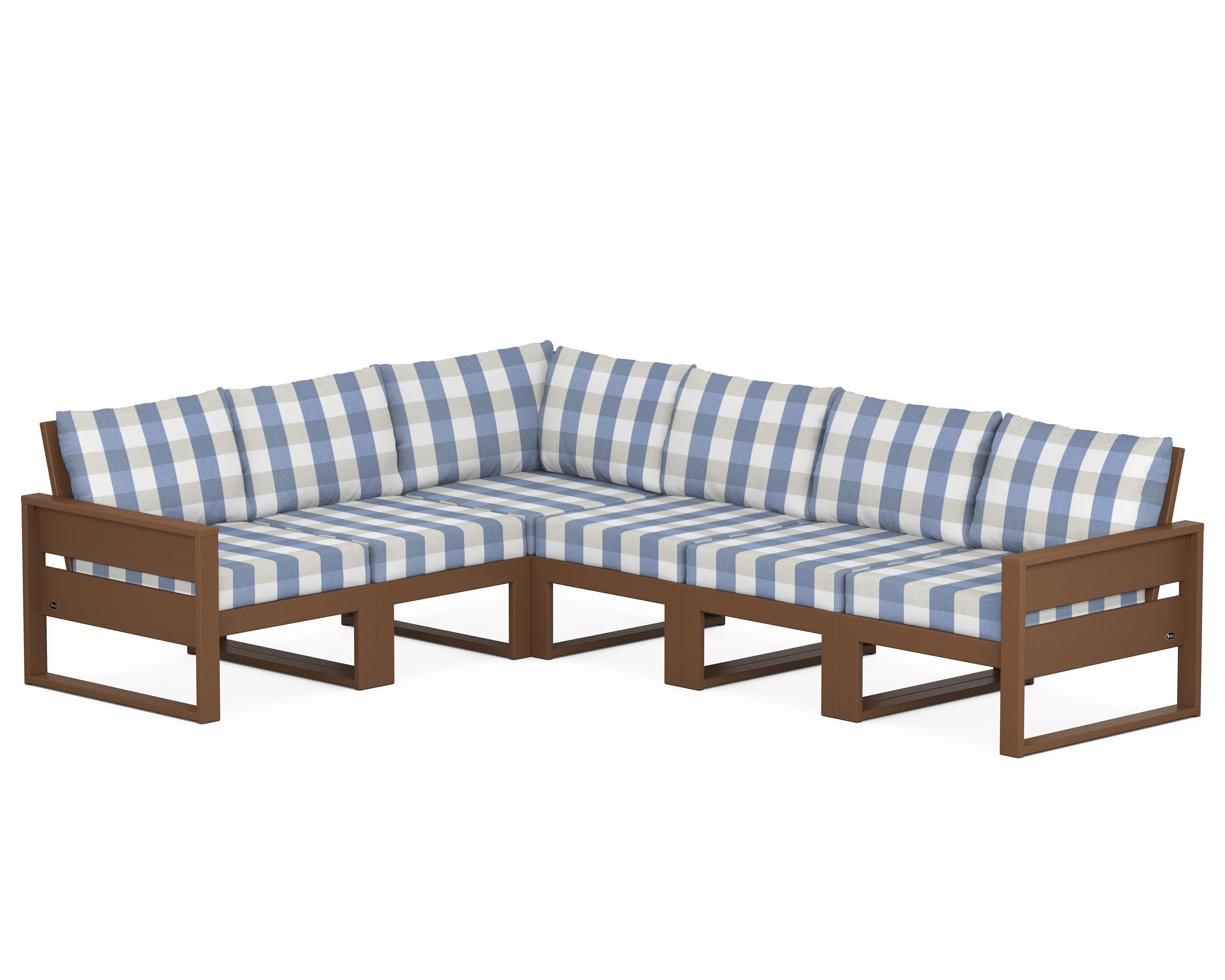Eastport 6-Piece Sectional in Tree House / Buffalo Plaid Sky Blue